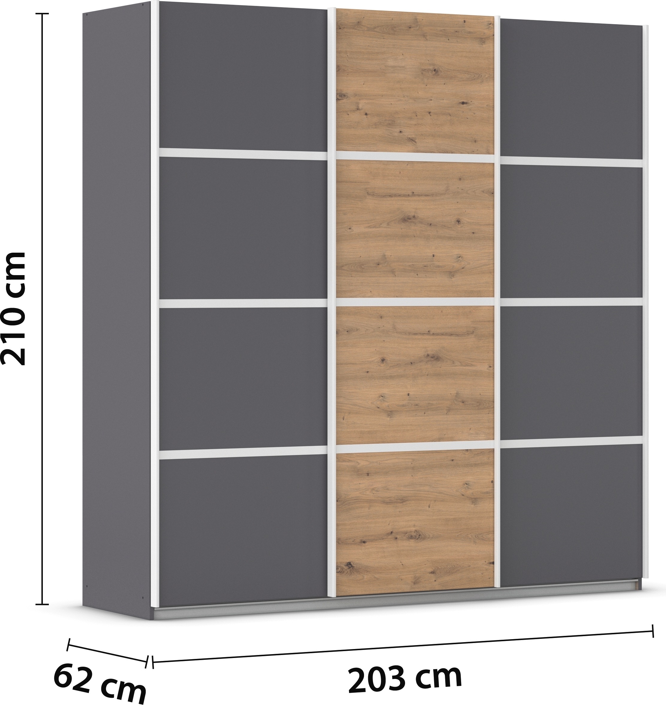 rauch Kleiderschrank »Schwebetürenschrank OTTO´s Choice Garderobe Schrank TOP ANGEBOT Avola«, (in 3 verschiedenen Ausstattungen BASIC/CLASSIC/PREMIUM), mit eleganten Zierleisten in Chrom, Schwarz oder Weiß MADE IN GERMANY