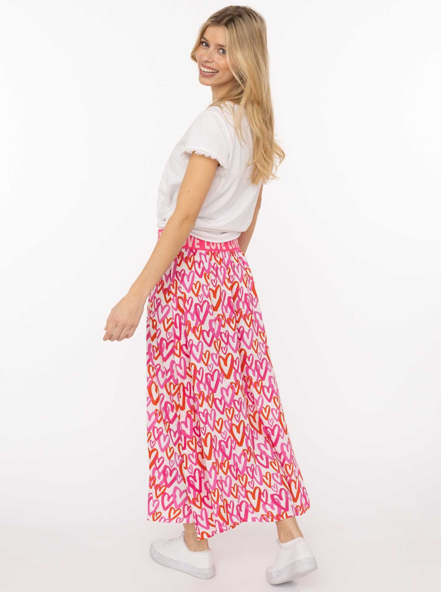 Zwillingsherz Maxirock ""Love Hearts"" Herzmuster, Gummizug mit Schriftzug, günstig online kaufen