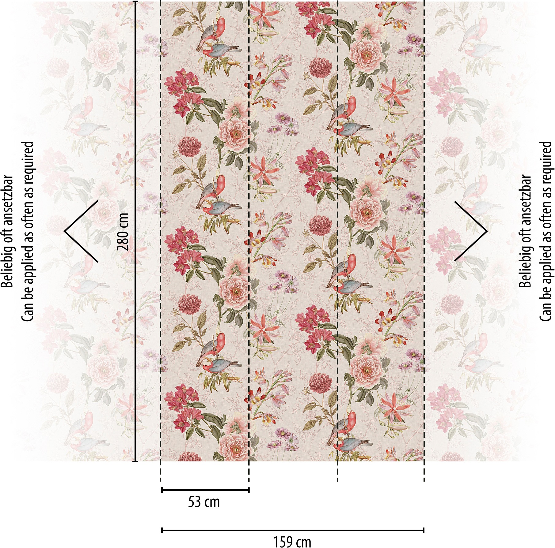 A.S. Création Vliestapete »Florale Natur Fototapete« floral leicht strukturiert Vlies-Fototapete floral Blumen Fototapete, Bunt und Grün