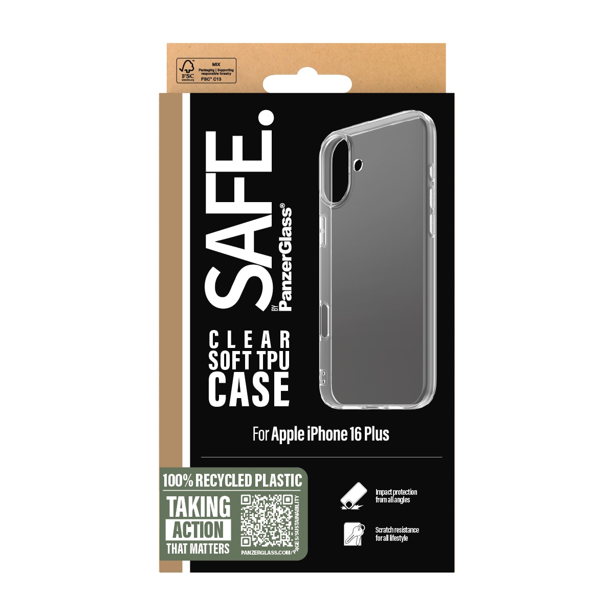 SAFE by PanzerGlass Handyhülle »Soft TPU Case für Apple iPhone 16 Plus«, Backcover, Schutzhülle, Handyschutzhülle, Case, Schutzcase, stoßfest
