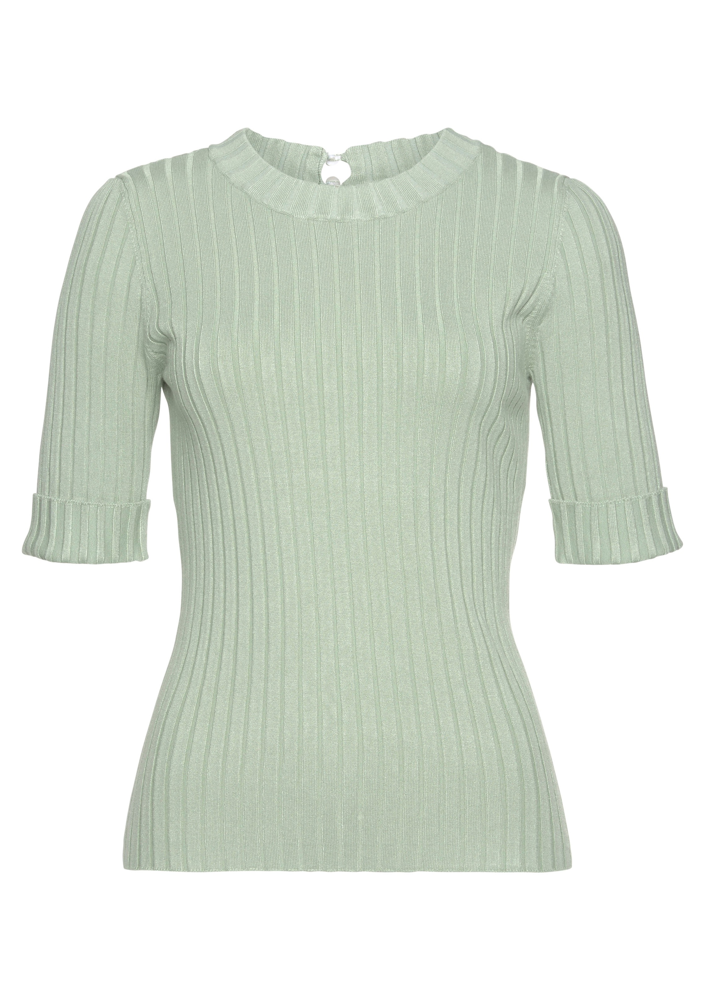 LASCANA Kurzarmpullover aus weichem Rippstrick NH7898