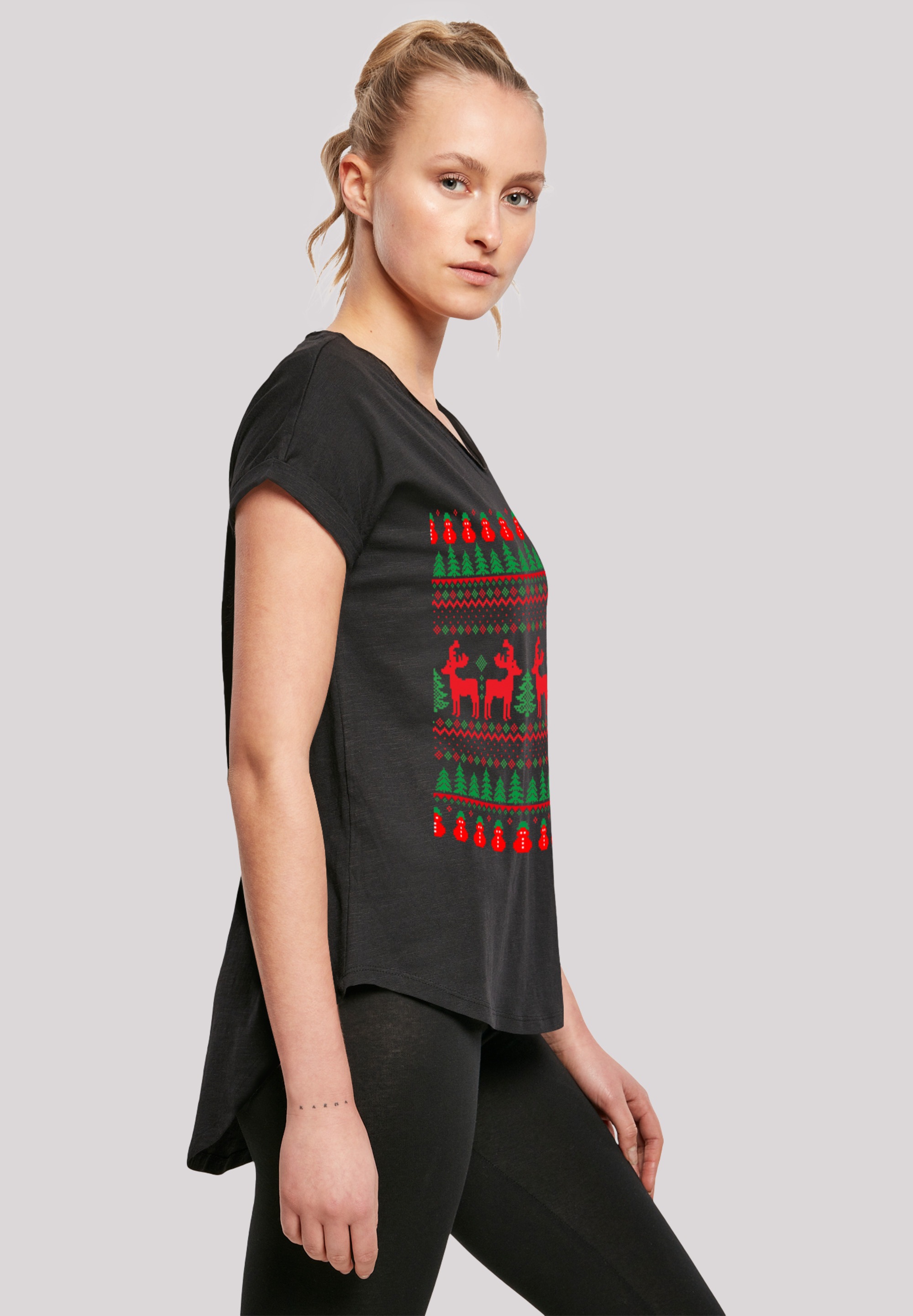 F4NT4STIC T-Shirt »Christmas Reindeers Weihnachten Muster«, Print