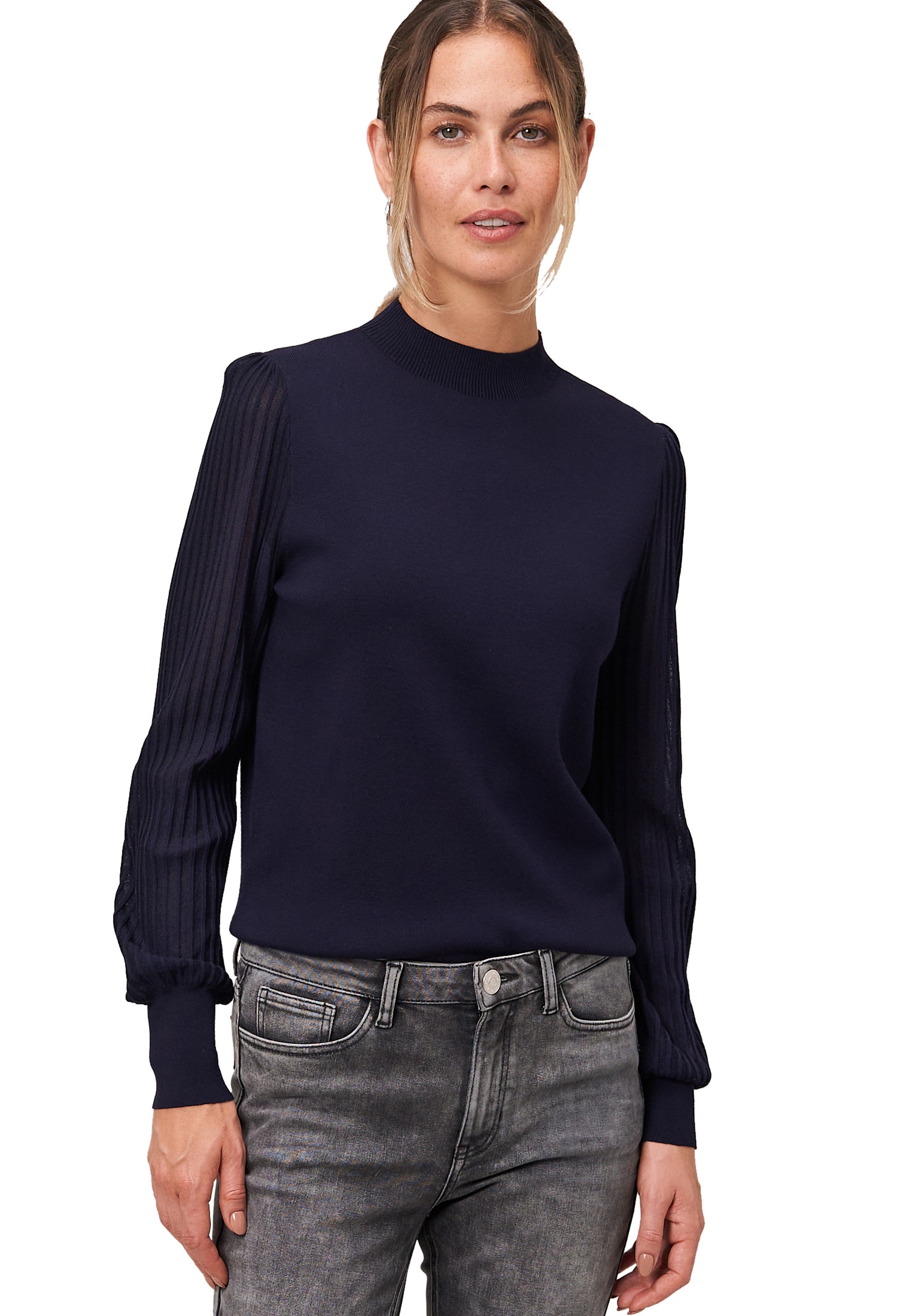 Zero Strickpullover "zero Damen Strickpullover mit transparenten Ärmeln", ( günstig online kaufen