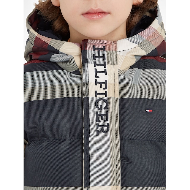 Tommy Hilfiger Winterjacke »GLOBAL STRIPE CHECK PUFFER«, mit Kapuze, im  modischem Karodessin online kaufen | BAUR