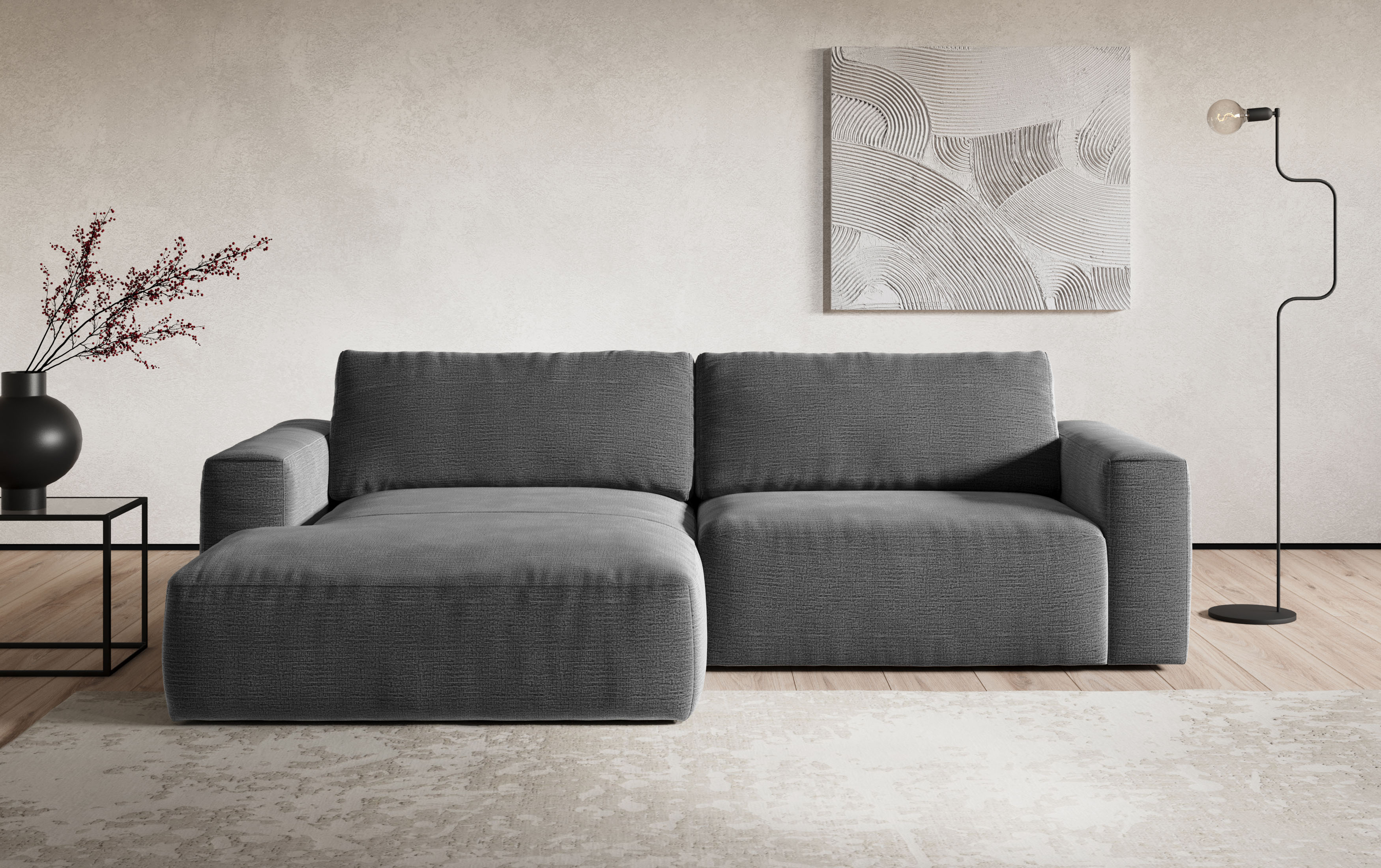 COTTA Ecksofa "Lasso L-Form, B: 288 cm, XL Sofa, Top Modern" XL Recamiere B:114 cm, bequeme Wellenunterfederung, viele Stoffe