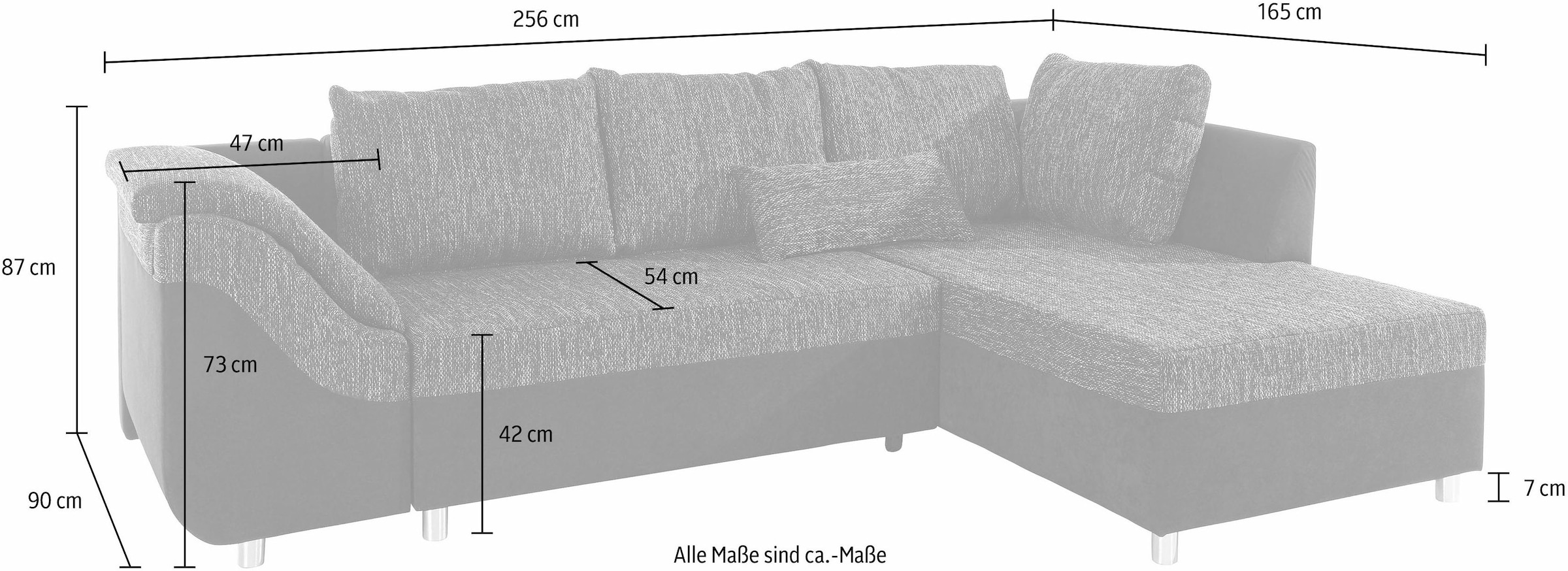 COLLECTION AB Ecksofa Sally L-Form, mit und ohne Bettfunktion, inklusive loser Rücken- und Zierkissen