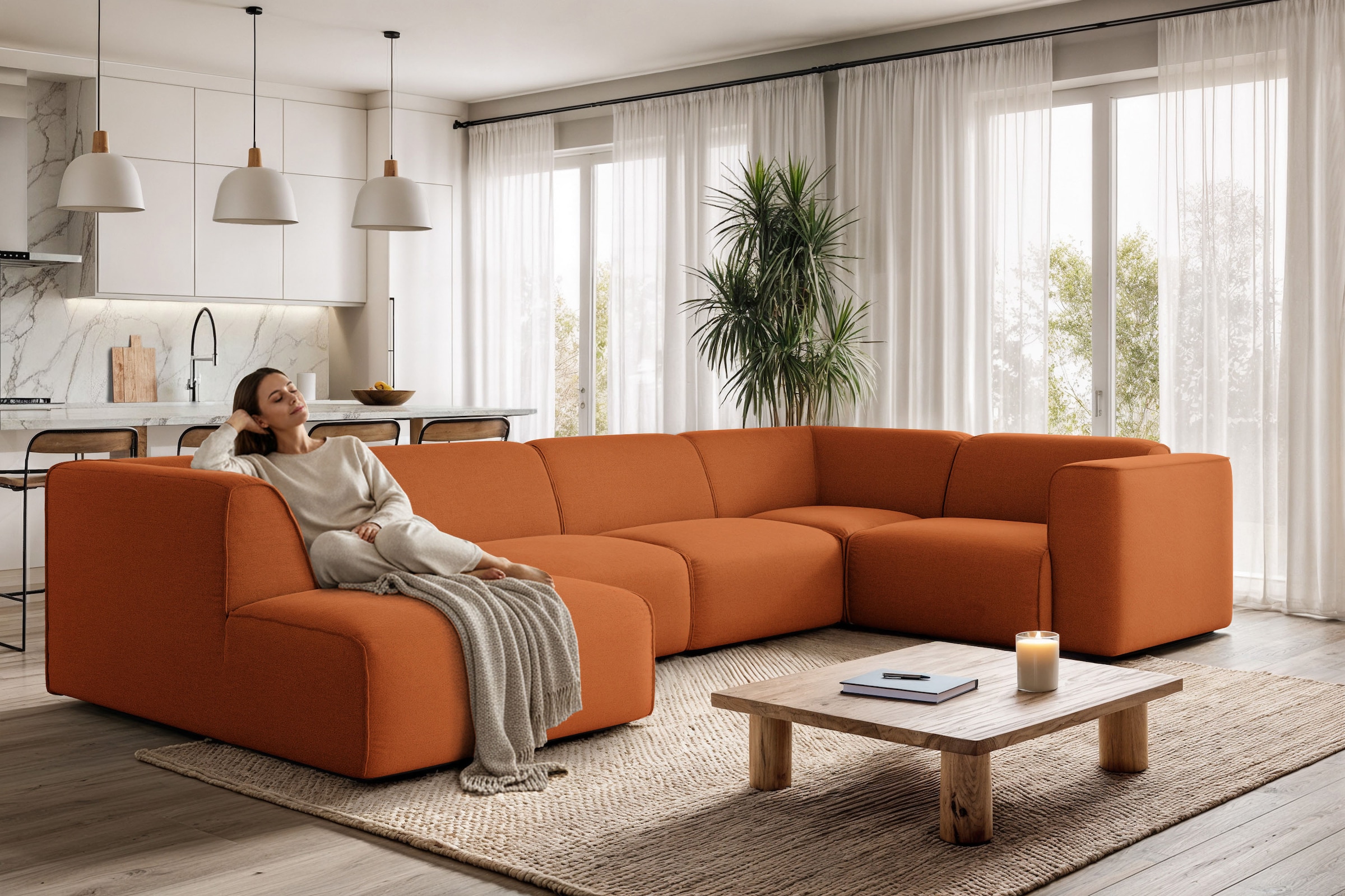 OTTO home Wohnlandschaft "Merid U-Form, B: 367 cm" als Modul oder separat v günstig online kaufen