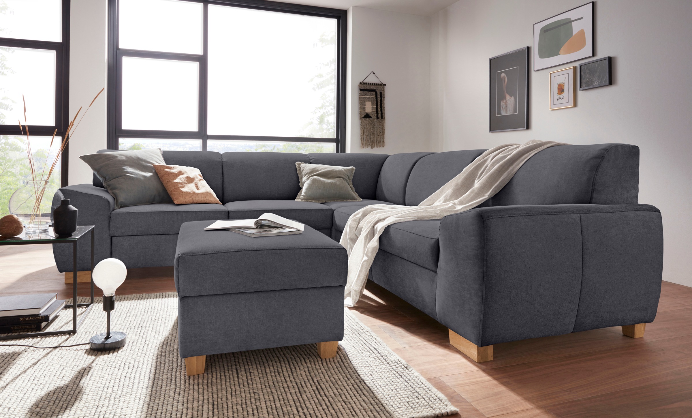 DOMO collection Ecksofa »Incanto kubische Formensprache, komfortabel, flache Armlehnen, L-Form«, wahlweise mit Bettfunktion