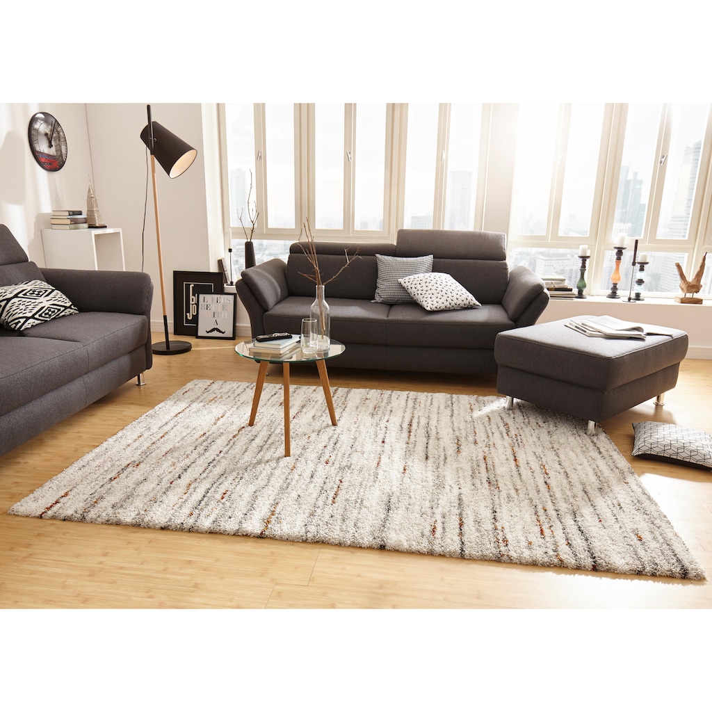 Wohnen Teppiche MINT RUGS Hochflor-Teppich »Delight«, rechteckig, 30 mm Höhe, Weich, Meliert, Modernes Streifen Design, Wohnzimm