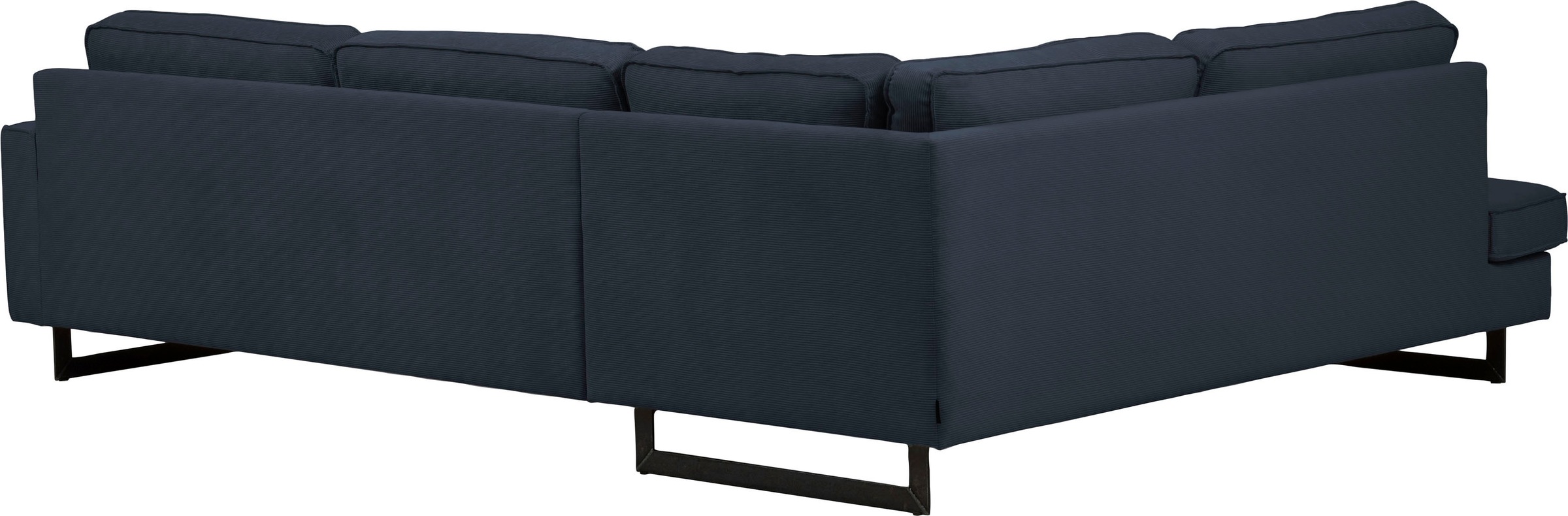 Places of Style Ecksofa »Pinto, 290 cm, Cord, Chenille, Lederoptik, Ottomane links / rechts«, mit Keder, schwarze Metallfüße, Wellenunterfederung