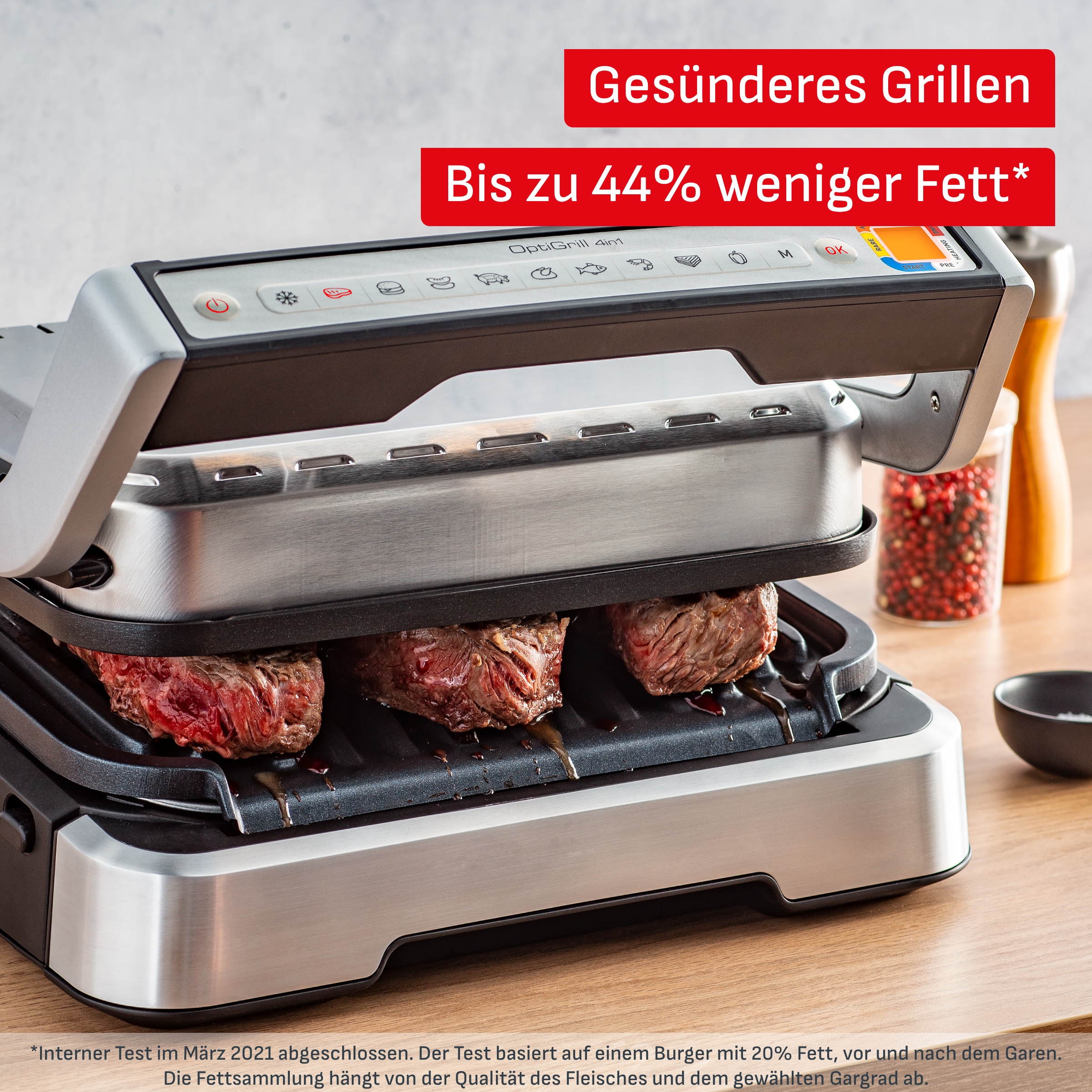Tefal Kontaktgrill »GC774HP OptiGrill 4in1« 2100 W inkl. Backschale, aufklappbar. Gratis: Hamburger Presse