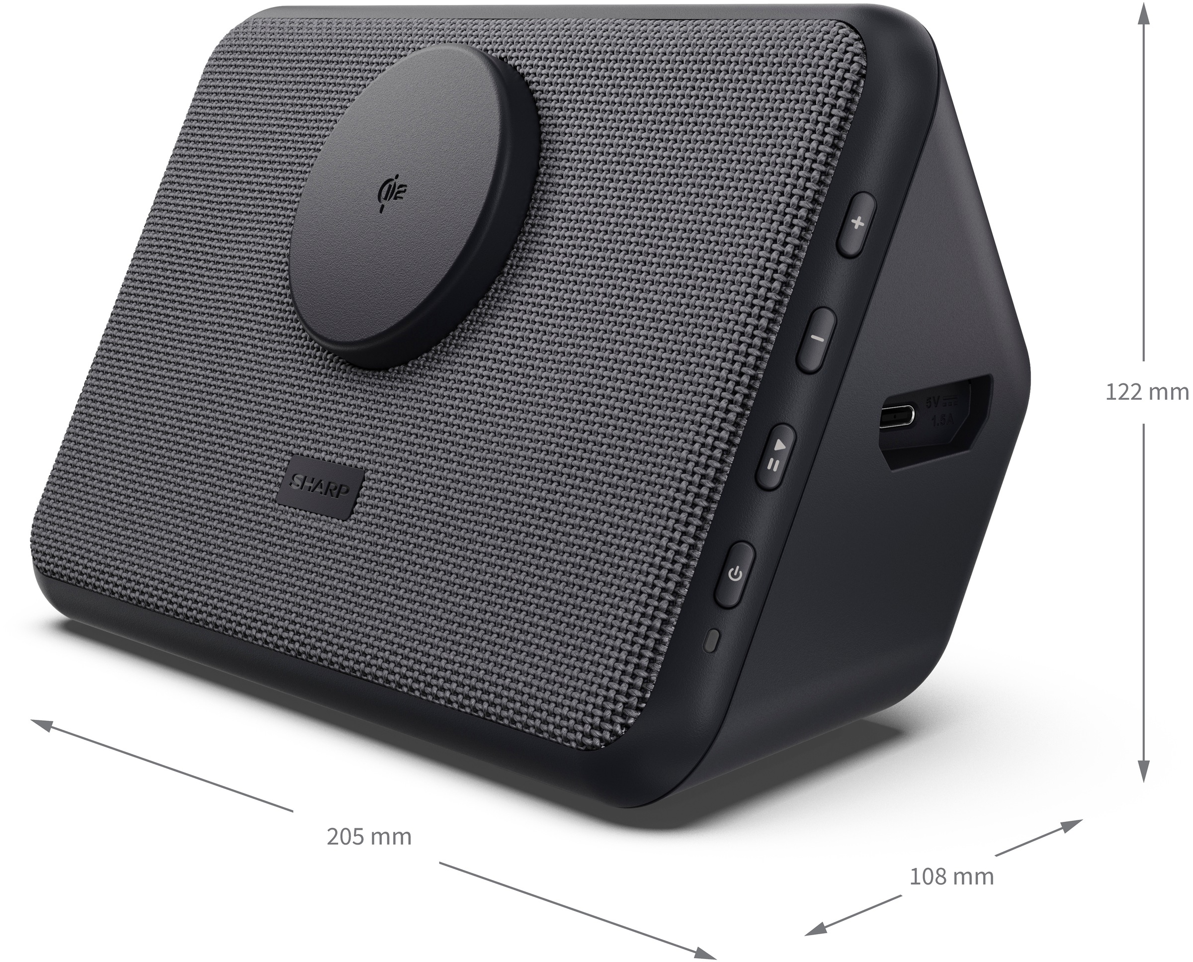 Sharp Bluetooth-Lautsprecher »CP-DS09« Stereo (A2DP Bluetooth | AVRCP Bluetooth | Bluetooth Apple Siri | Google Assistant | Ladefunktion für Mobilgeräte | Lautstärkeregelung )