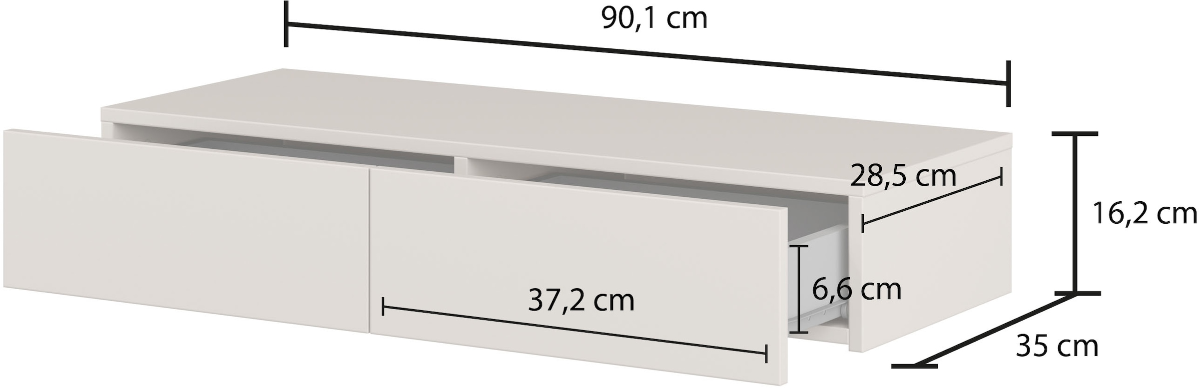 Home affaire Schminktisch »Jukon, Breite 90 cm, moderner Schminktisch, hängend«, Hängende Schminktisch, grifflos