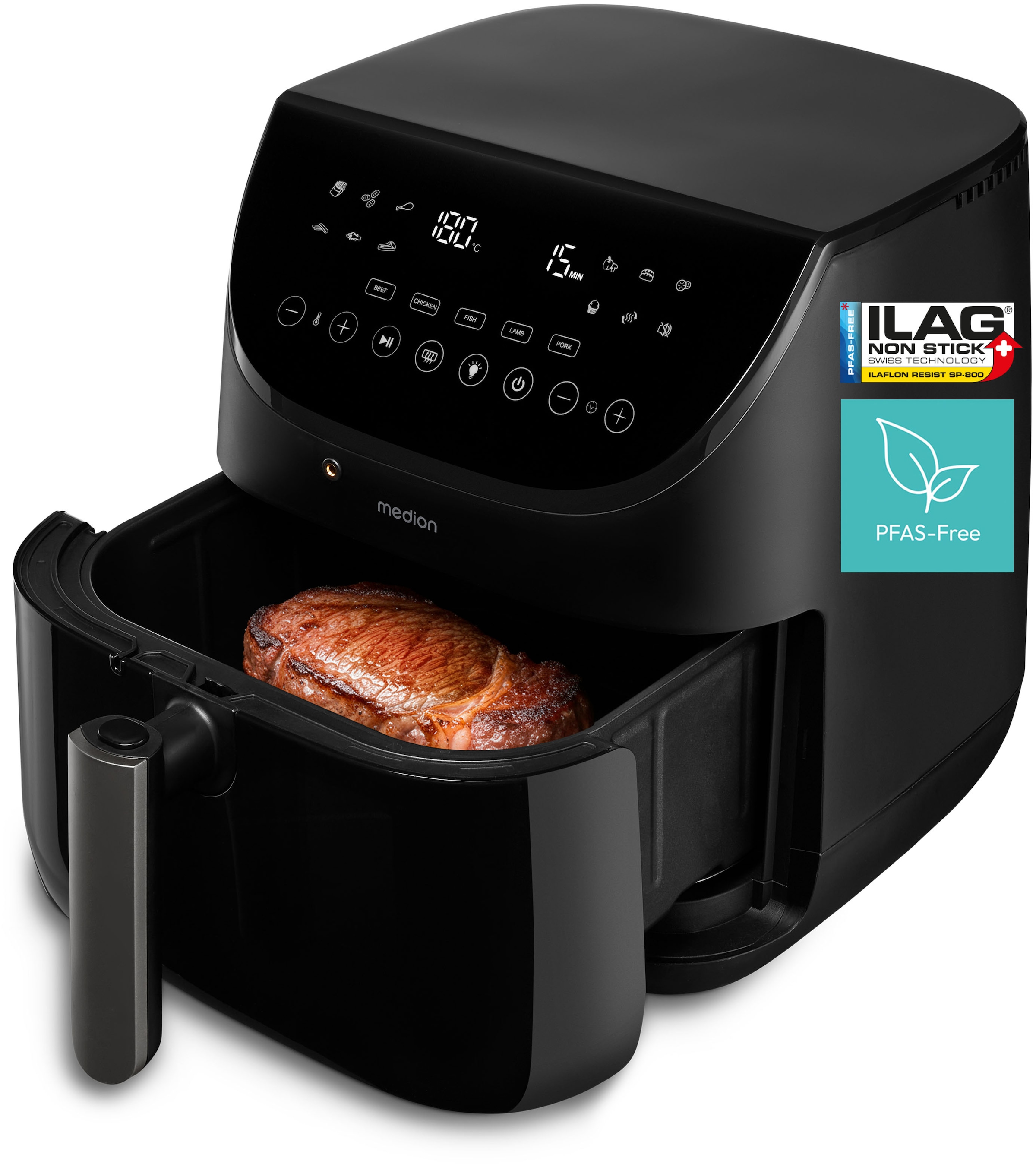 Medion Heißluftfritteuse "MD13060" 1700 W Temperaturfühler, DC-Motor, leise günstig online kaufen