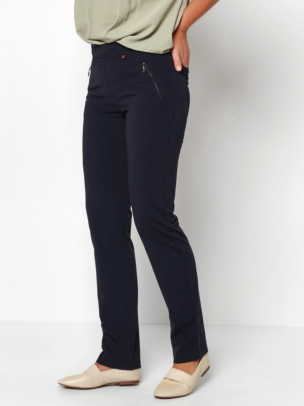Relaxed Stretch-Hose "Alice Slim" mit Zippertaschen