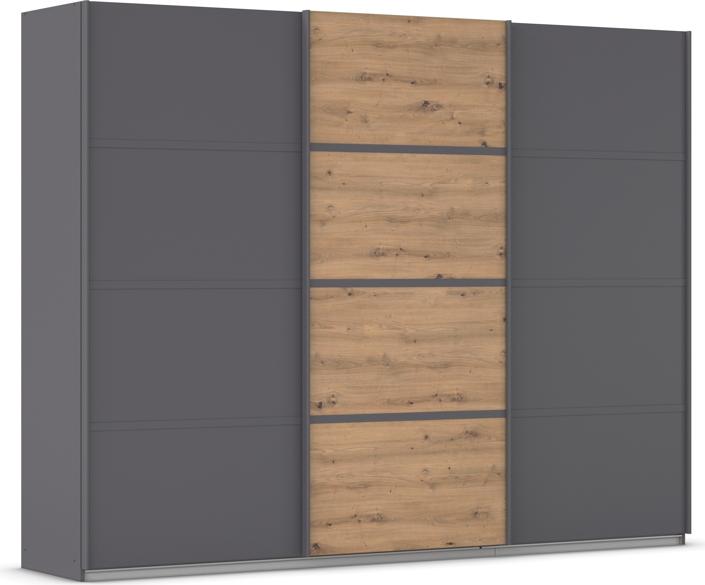 rauch Kleiderschrank »Schwebetürenschrank OTTO´s Choice Garderobe Schrank TOP ANGEBOT Avola« 3 verschiedene Ausstattungen BASIC/CLASSIC/PREMIUM (inkl. SOFT-CLOSE),  mit eleganten Zierleisten in Chrom, Schwarz oder Weiß MADE IN GERMANY