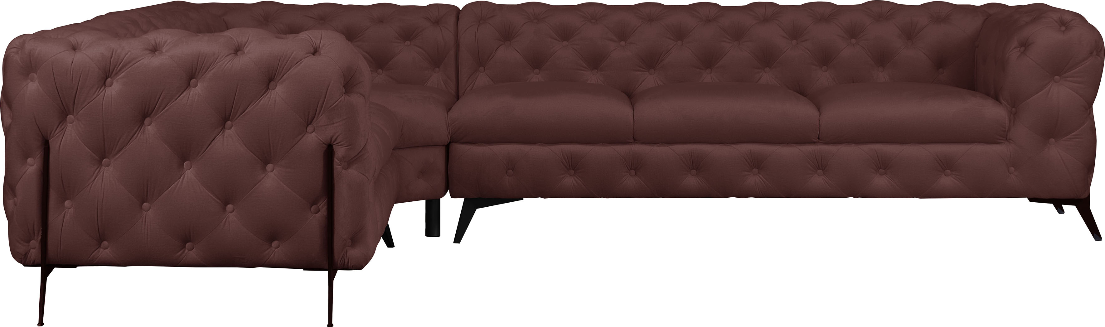 Thumbnail - Leonique Chesterfield-Sofa "Amaury L-Form", großes Ecksofa, Chesterfield-Optik, Breite 323 cm, Fußfarbe wählbar