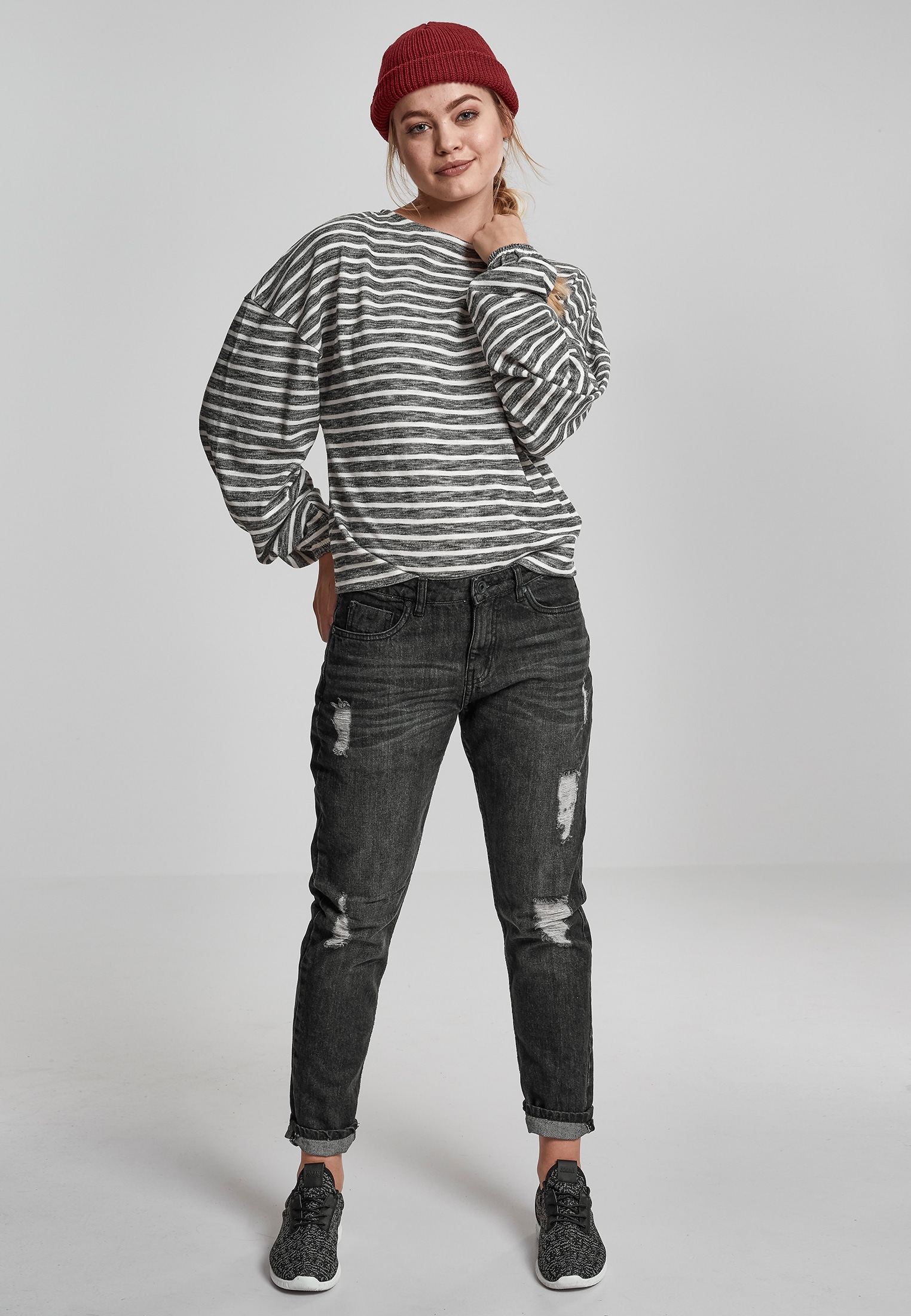 URBAN CLASSICS Sweater »Urban Classics Damen Ladies Oversize Stripe Pullover«, (1 tlg.)
