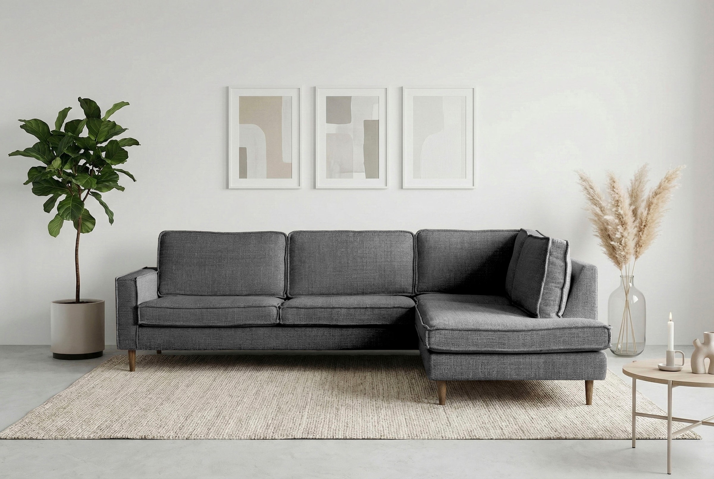 Home affaire Ecksofa "Pinto Skandi, 290 cm, Chenille, Struktur, Ottomane li günstig online kaufen