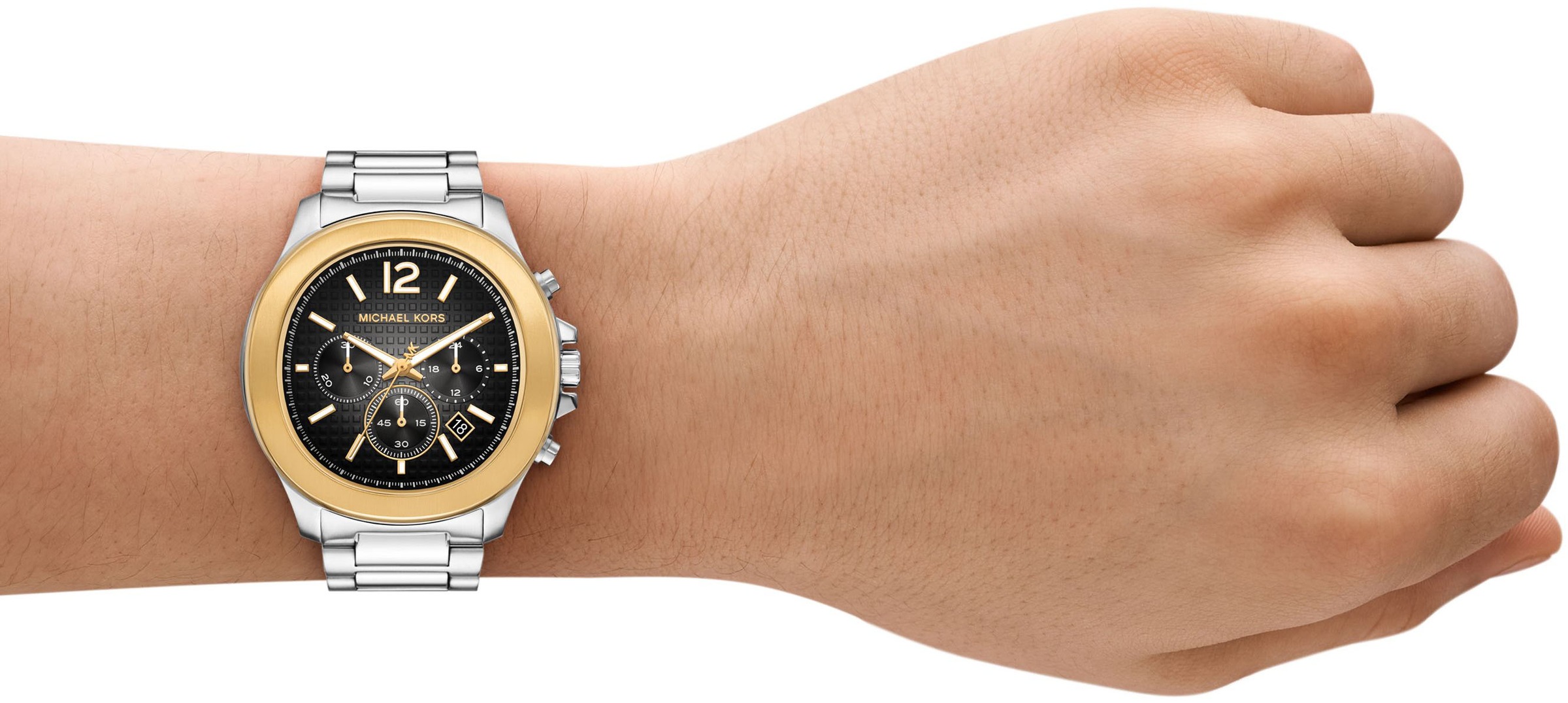 MICHAEL KORS Chronograph »SAGE«, Quarzuhr, Armbanduhr, Herrenuhr, Edelstahlarmband, analog, Tag