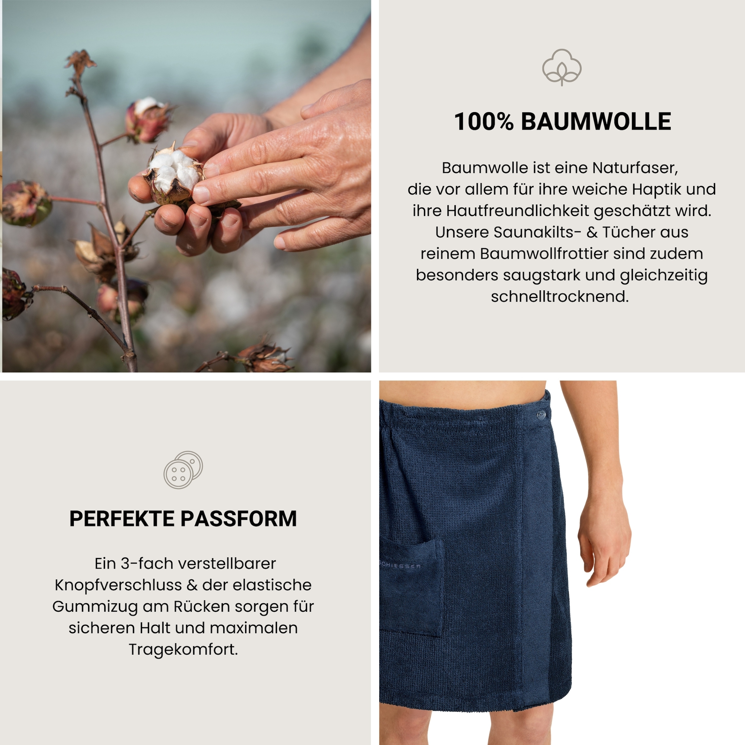 Schiesser Sarong »Saunakilt Turin für Herren in angesagter Reiskornoptik«