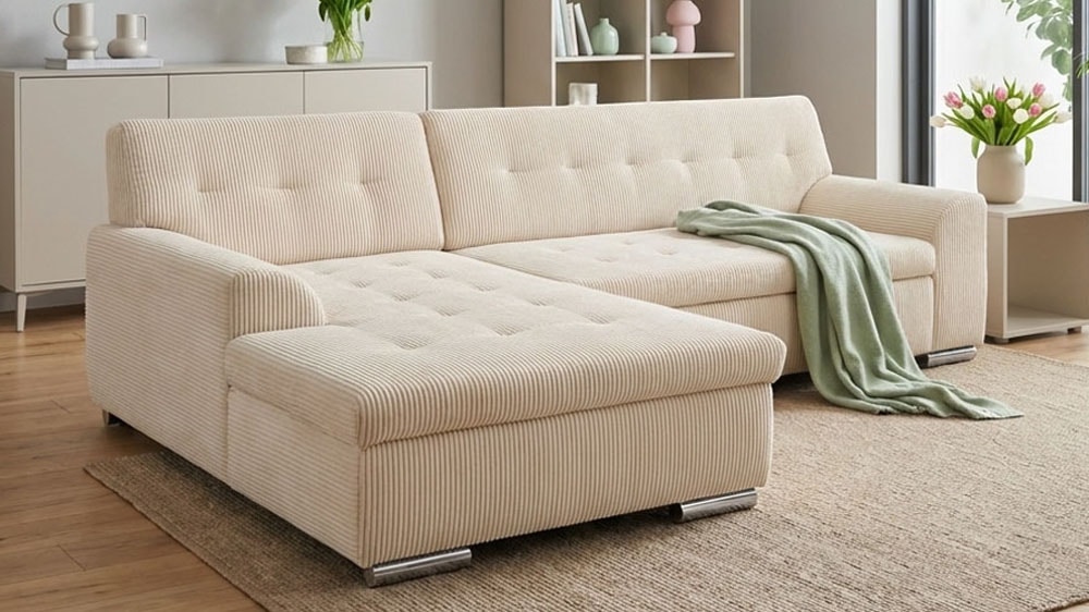 DOMO collection Ecksofa "TREVISO viele Bezüge, auch in Cord, L-Form, 267x178 cm" mit Bettfunktion, inkl. Zierkissen, Unser Dauertiefpreis