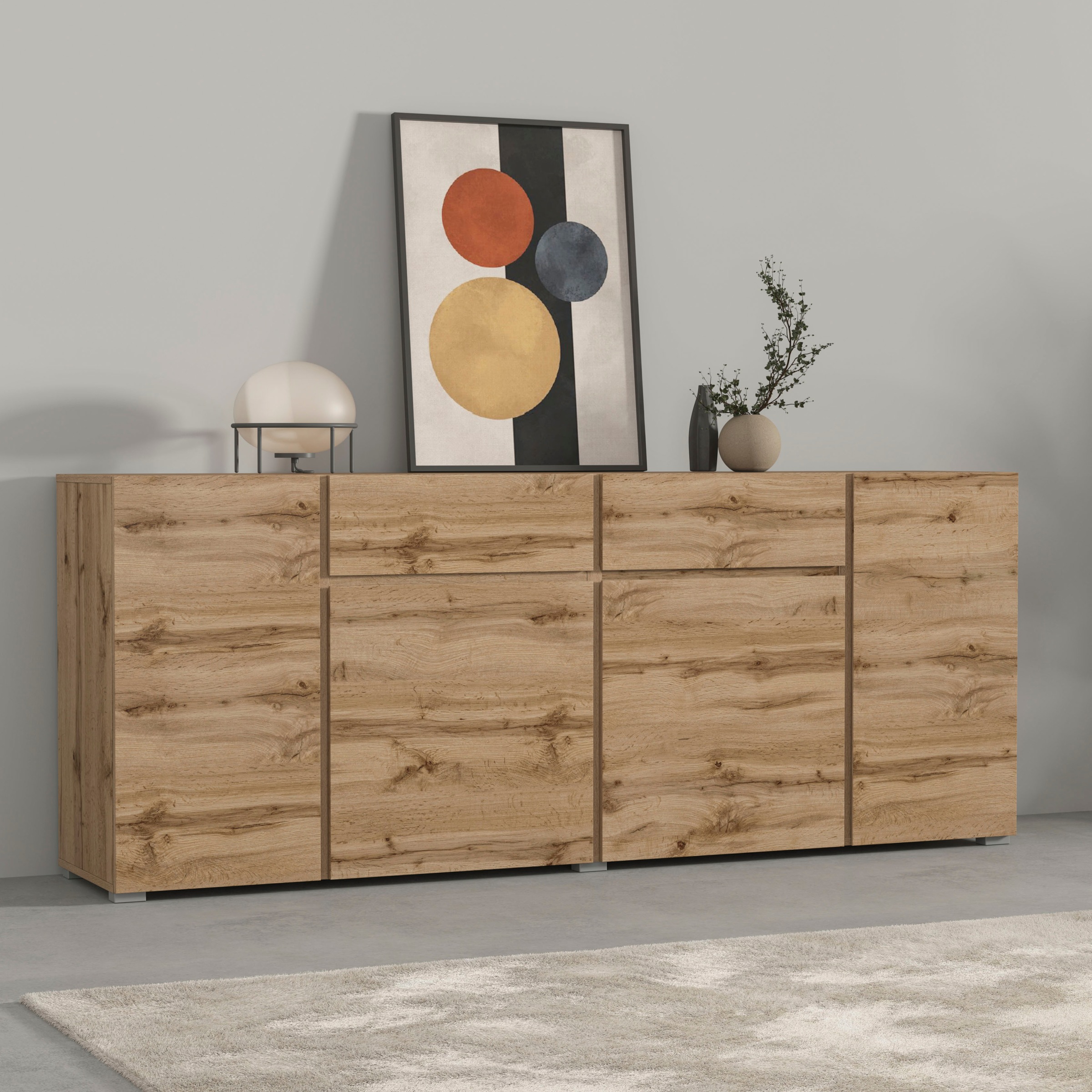 INOSIGN Kombikommode "Asymetric,Breite 195 cm, grifflose Kommode 4 Türen/2 günstig online kaufen