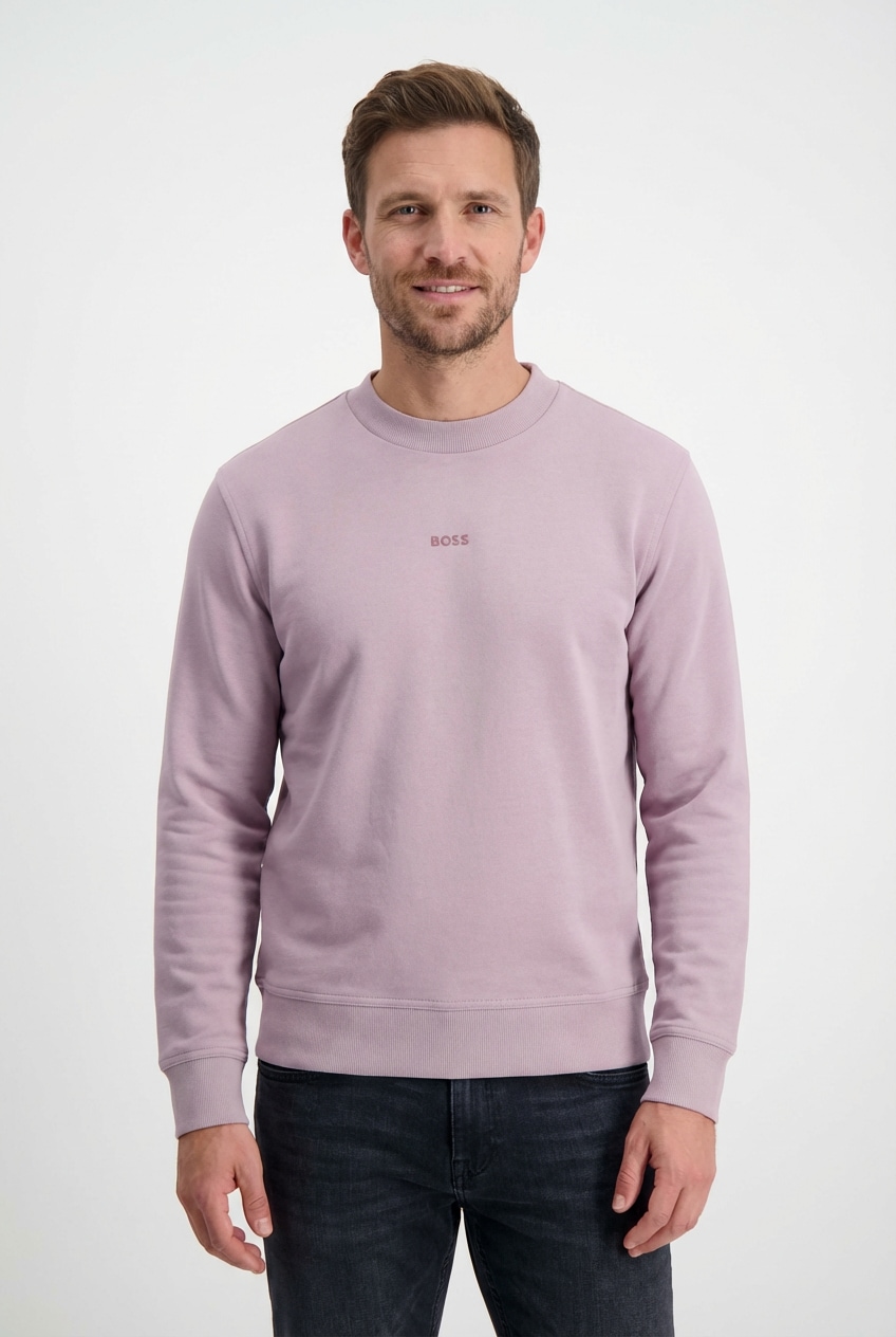 "Sweatshirt BOSS ORANGE ""WeSmallcrew"", Herren, Gr. 4XL, rosa (light, pastel lila539), Sweatware, Obermaterial: 100% Baumwolle, relaxed fit