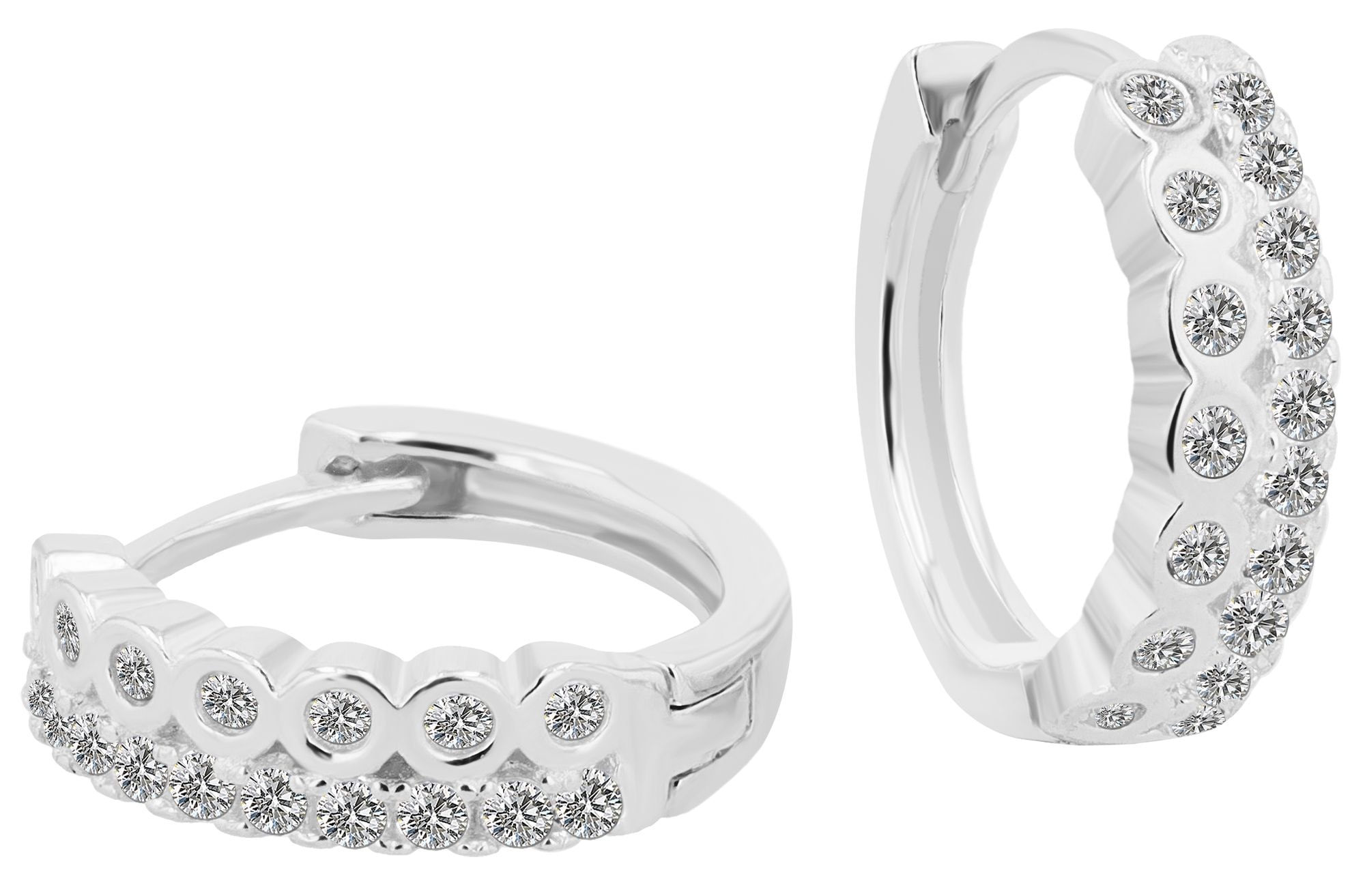 Adelia´s Klappcreolen "Ohrringe – Klappcreole aus 925 Silber mit Zirkonia" Perfekt als Geschenk zum Valentinstag