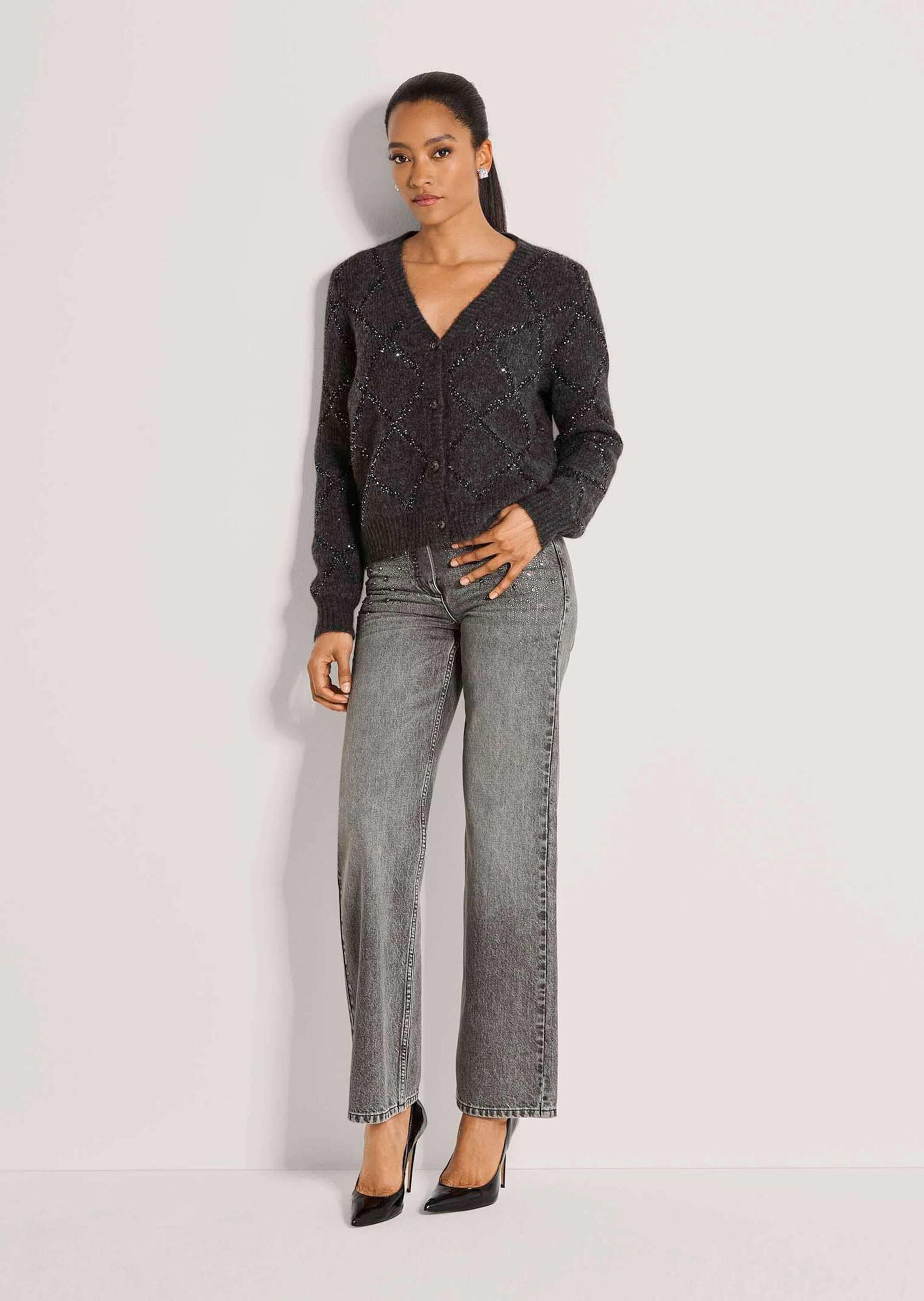 MADELEINE Strickjacke »Strickjacke Rauten-Cardigan mit Pailletten«
