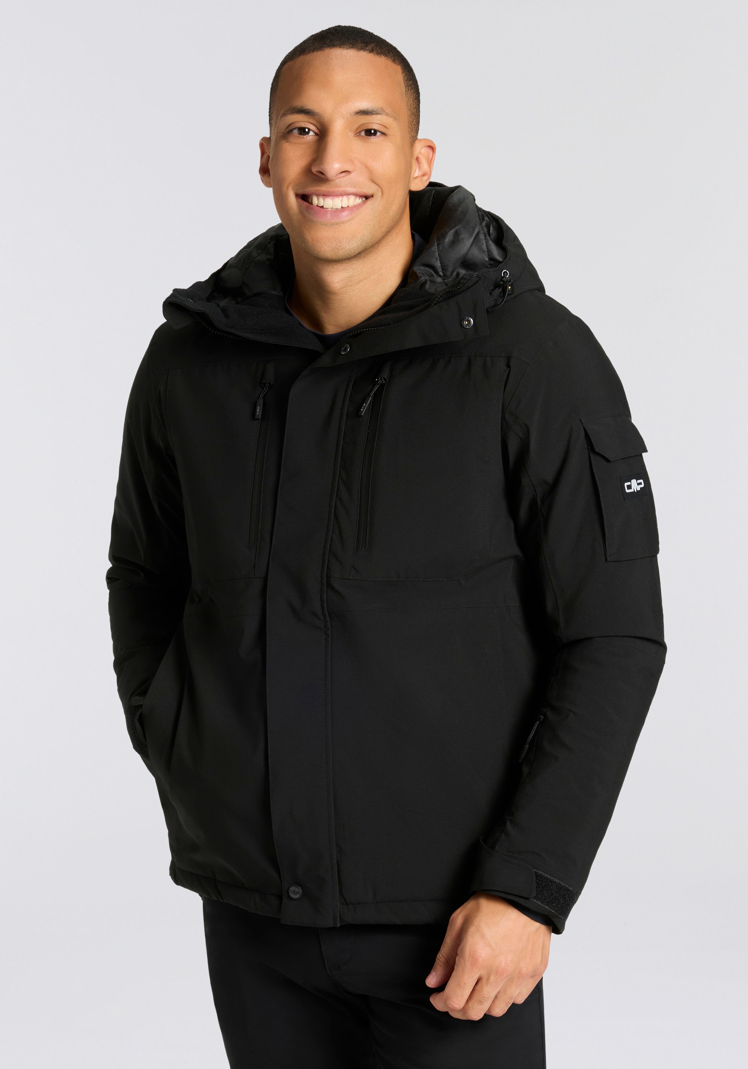 CMP Winterjacke mit Kapuze mit gefütterter Kapuze, wind- und wasserabweisend