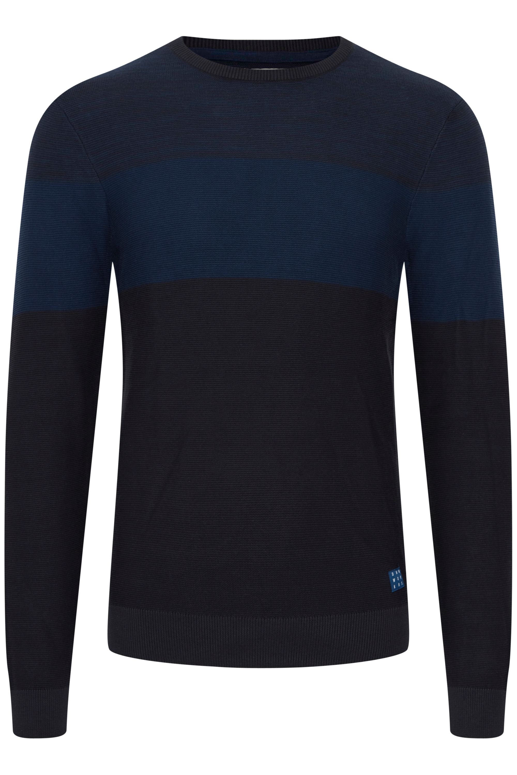 Strickpullover BLEND "BHNapinoa", Herren, Gr. L, blau (marineblaus), Feinstrick, 100% Baumwolle, gestreift, regular fit normal, Rundhals, eingesetzt, Pullover Strickpullover, Stilvoller Feinstrick-Pullover mit Rundhalsausschnitt