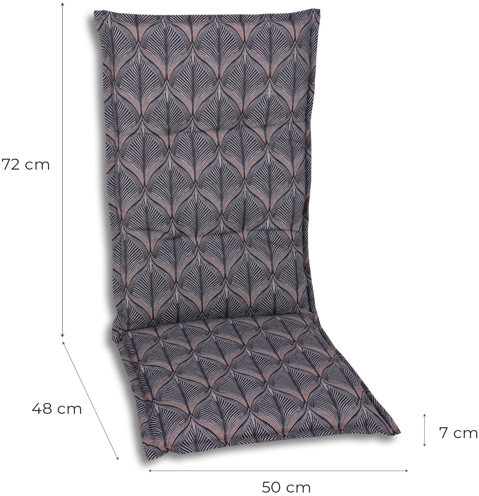 GO-DE Hochlehnerauflage, Maße ca.: 50 cm x 120 cm x 7 cm
