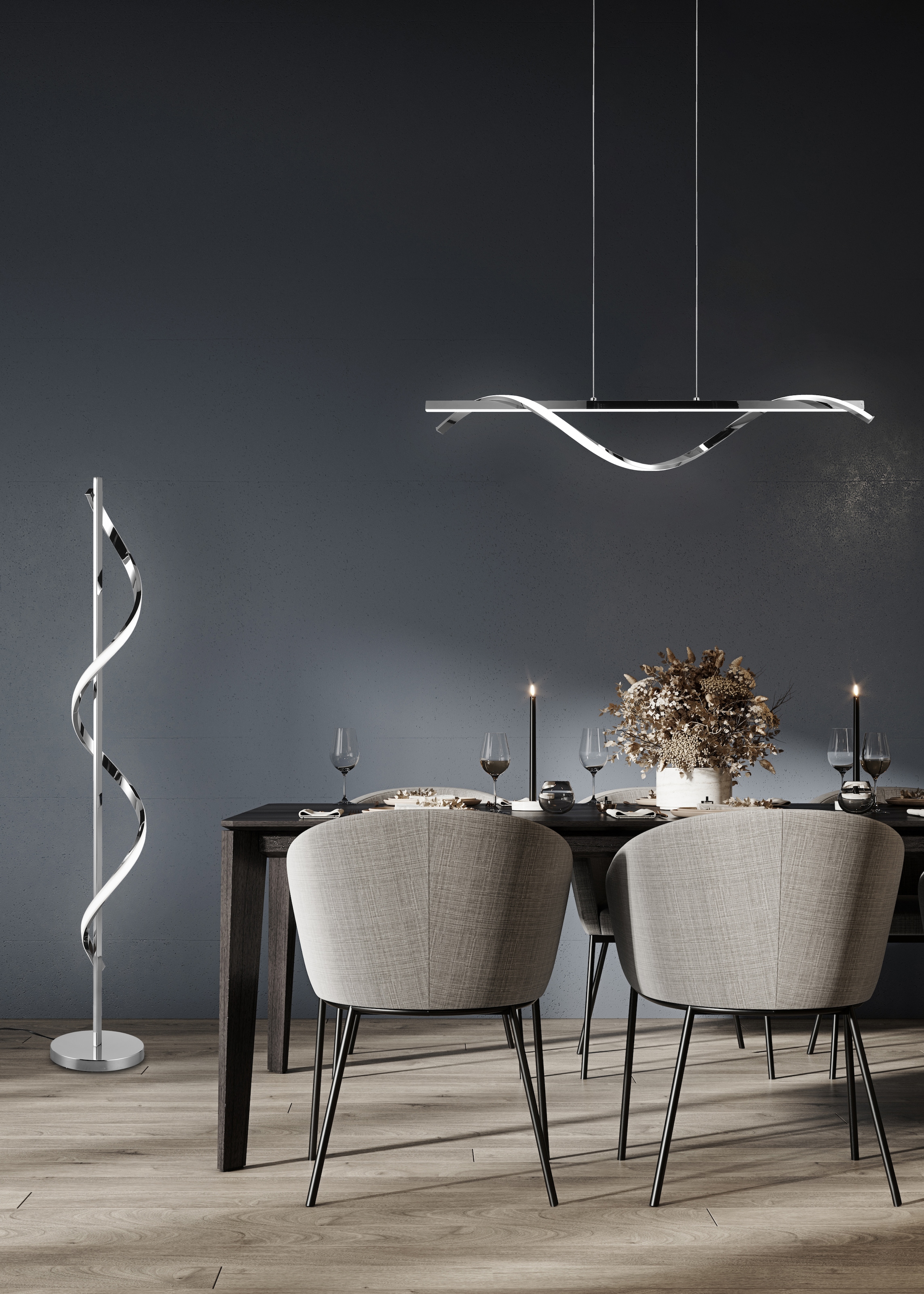 REALITY Leuchten LED Stehlampe »ISABEL, Stehlampe mit Fußschalter, 21,5W LED kaltweiß 4000K 2600 Lumen«, 1 flammig, Leuchtmittel LED-Board | LED fest integriert, Stehleuchte stufenlos dimmbar, Höhe 120cm Ø 20cm, Memory Funktion