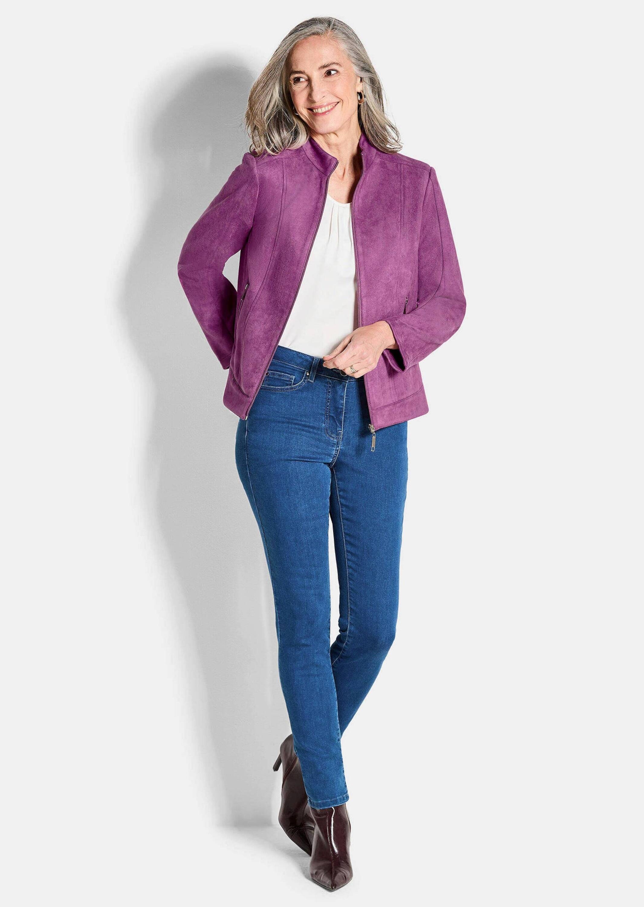 GOLDNER Blouson "Elegante Veloursjacke mit Stehkragen" Passformnähte günstig online kaufen