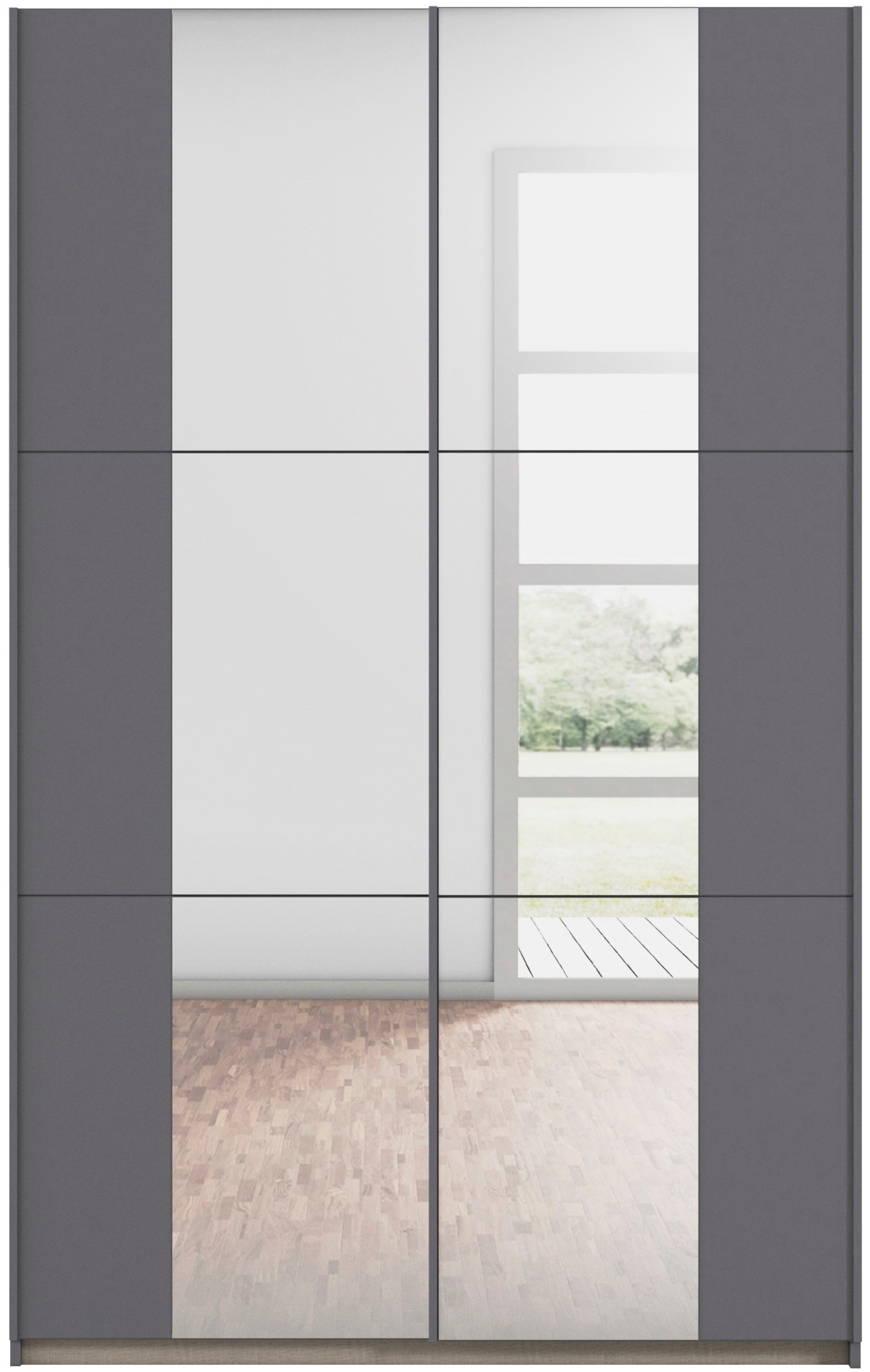 rauch Schwebetürenschrank »Kleiderschrank Drehtürenschrank Schrank Garderobe KRONACH TOPSELLER« in 3 Ausstattungen BASIC/CLASSIC/PREMIUM, Breiten 131/175/218/261 cm,  optional ohne, mit 1 oder 2 Spiegel, viel Stauraum MADE IN GERMANY