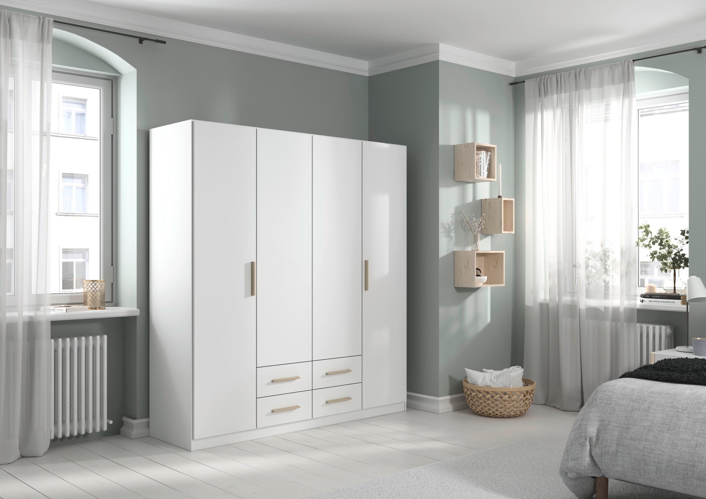 rauch Drehtürenschrank »Kleiderschrank Schrank Garderobe KREFELD optional mit Spiegel«, mit 3 Griff-Varianten, inkl. praktischen Schubladen MADE IN GERMANY