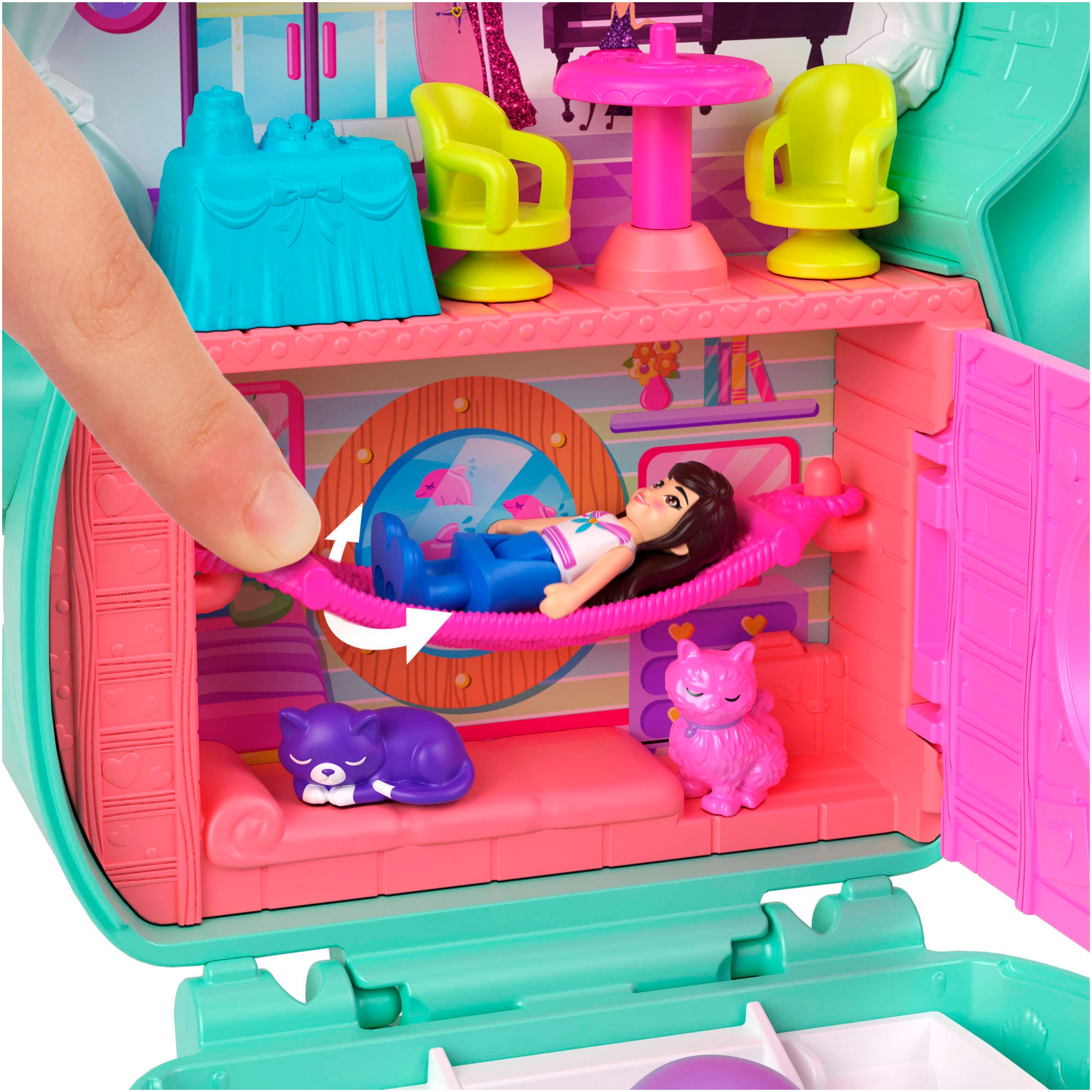 Polly Pocket Spielwelt »Matrosenkatze-Schatulle«, (Set, 12 tlg.), mit 1 Puppe, 2 kleinen Kätzchen und Zubehör