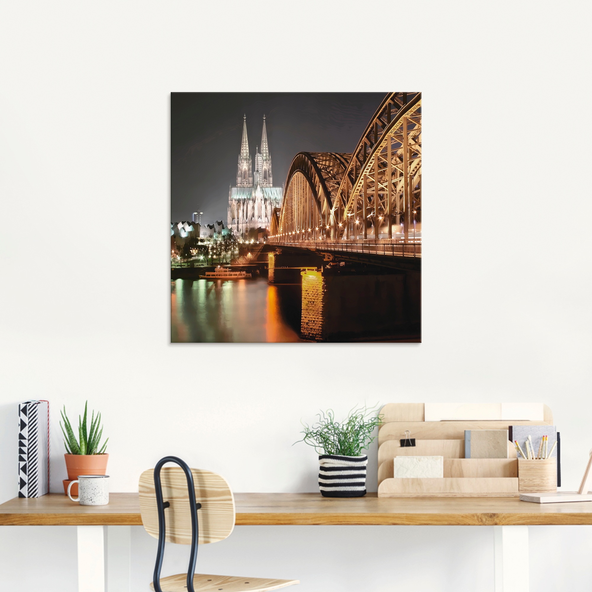 Artland Glasbild »Köln Skyline Collage V«, Brücken, (1 St.), in verschiedenen Größen