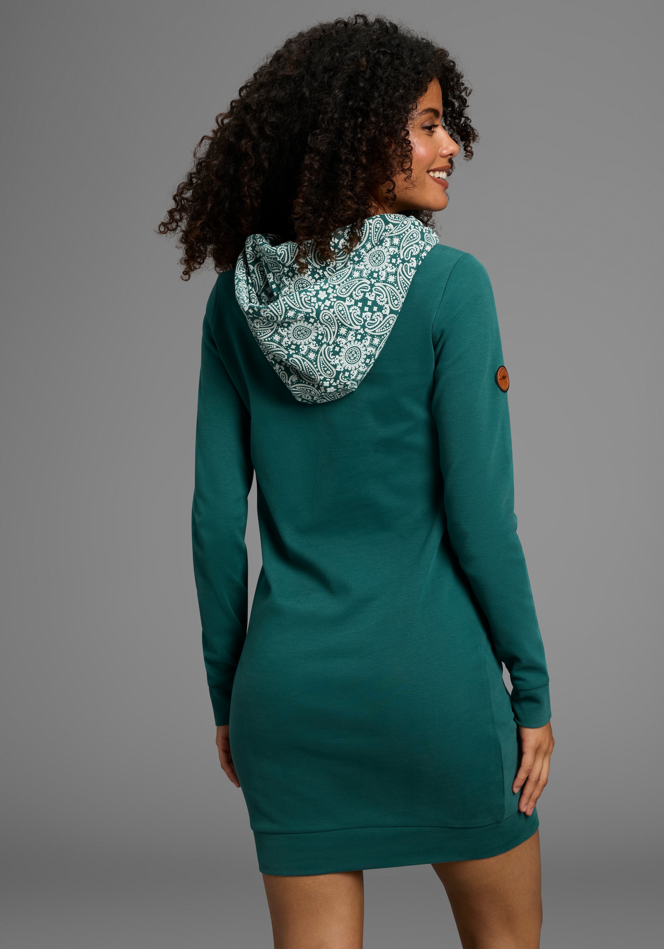 KangaROOS Sweatkleid, mit Allover-Print Kapuze
