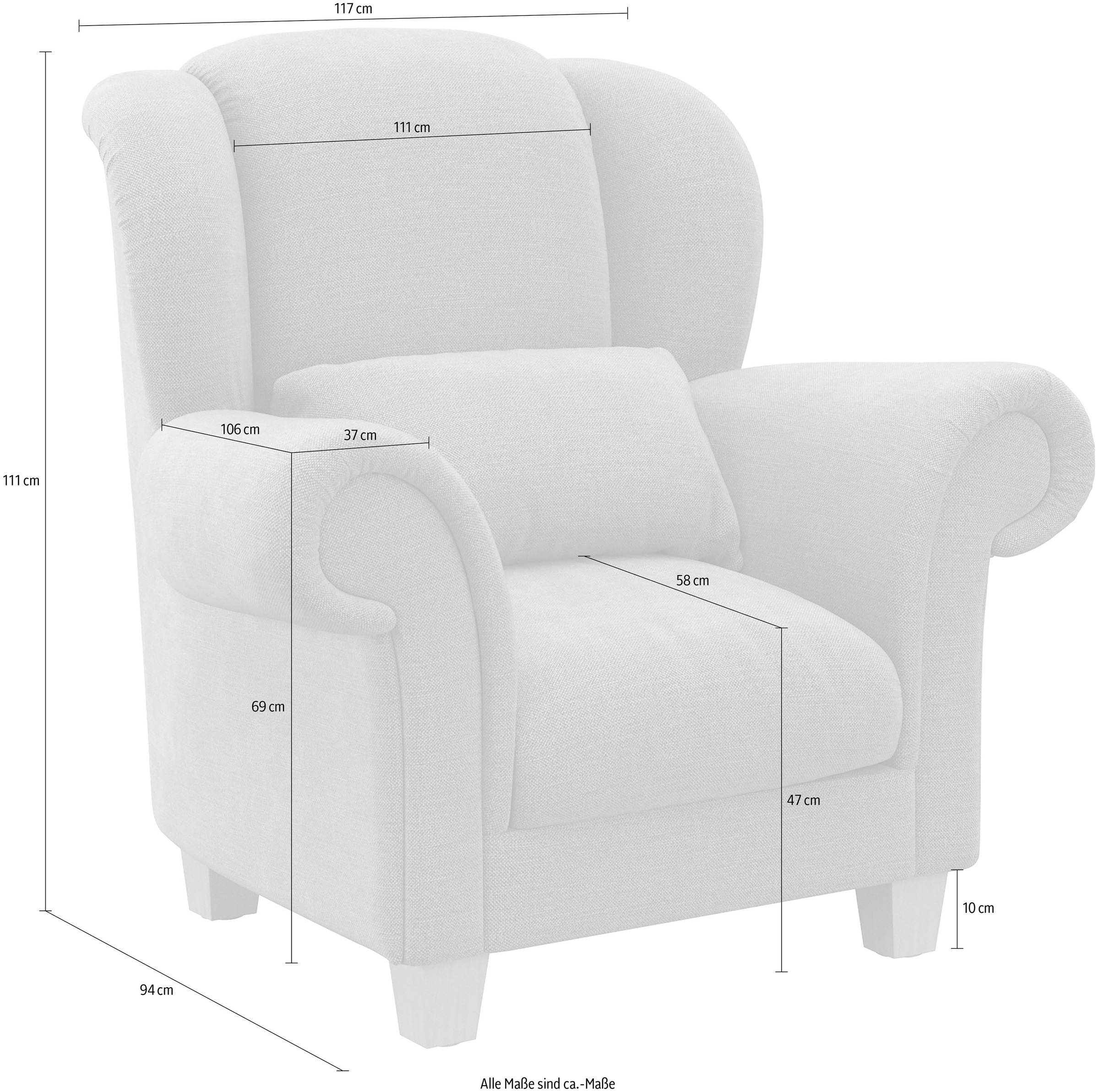 Home affaire Ohrensessel »Queenie Sitzkomfort mit (1 und softem, kaufen St.), BAUR | Ohrenseesel«, zeitlosem Design weichem