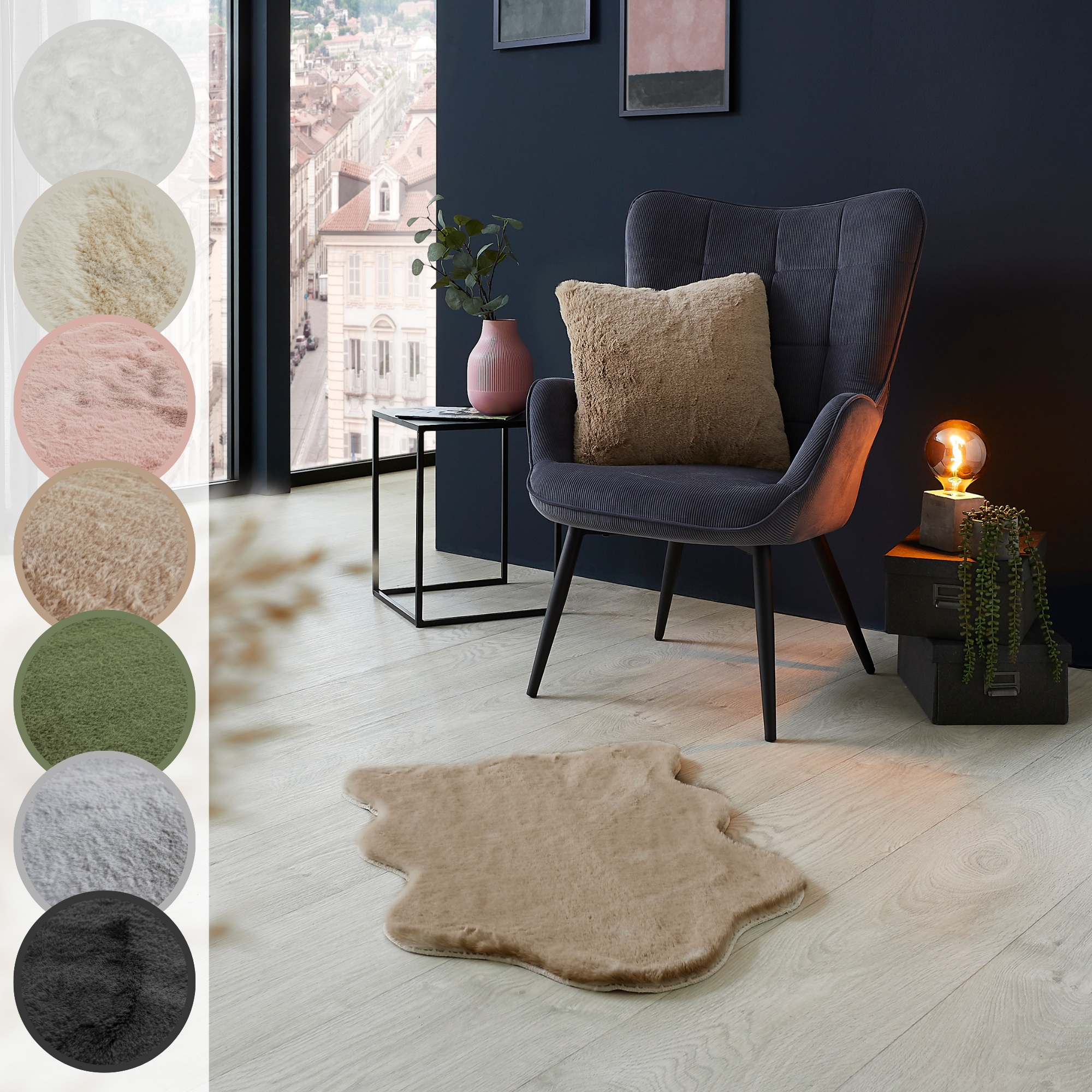 LUXOR living "Novara" fellförmig 30 mm Höhe Kunstfell, weiche Kaninchenfell-Haptik, waschbar, auch als 2er Set