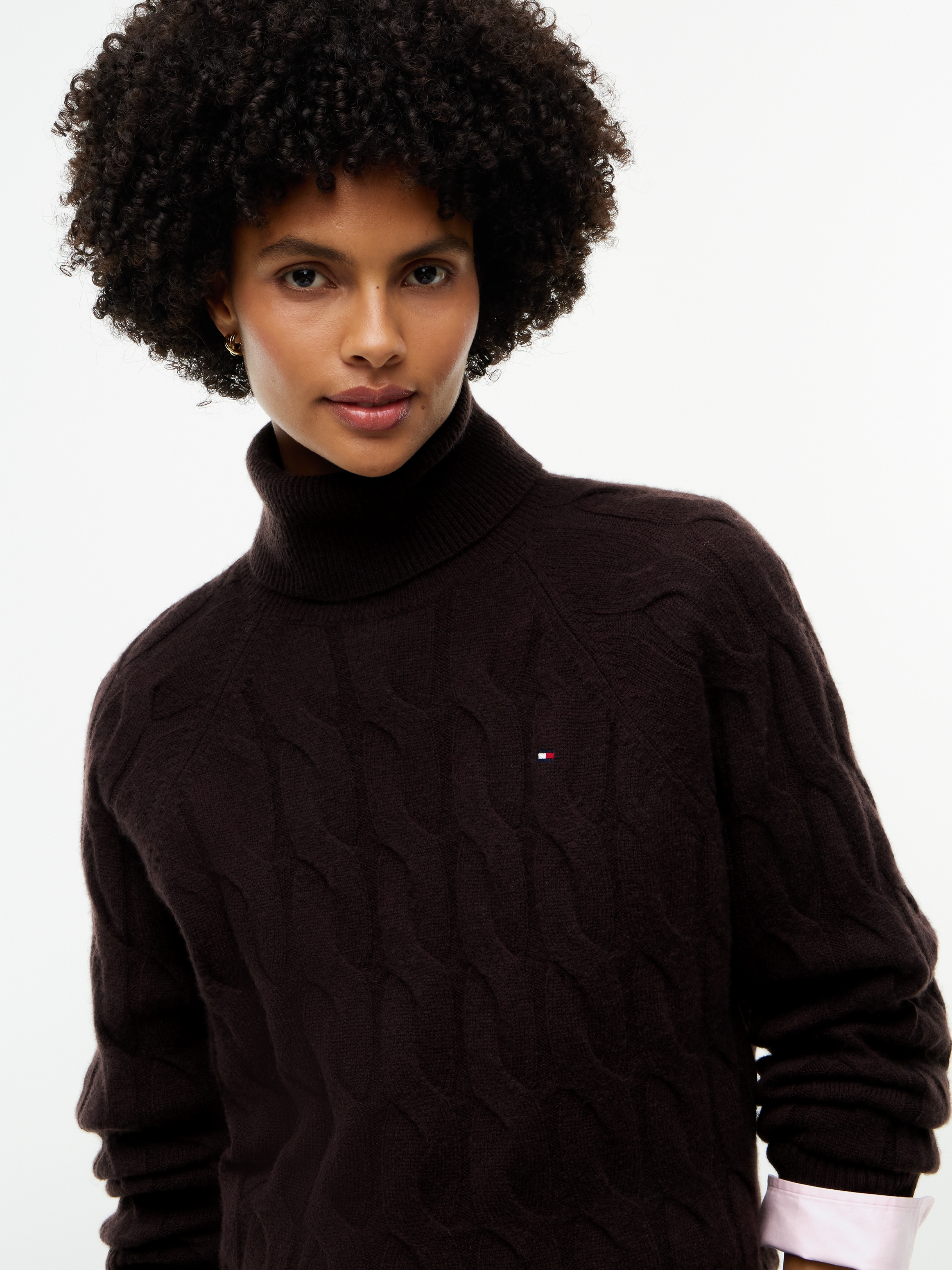 Tommy Hilfiger Rollkragenpullover »SOFT WOOL CABLE ROLL-NK LS SWT« aus Wolle, Zopfmuster