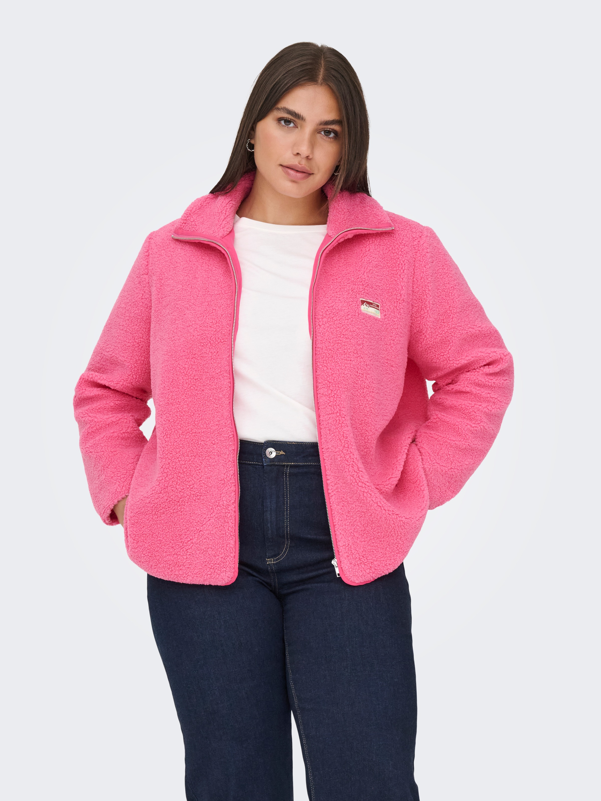 ONLY CARMAKOMA Plüschjacke "CARHOLLY TEDDY L/S ZIP SWT" günstig online kaufen
