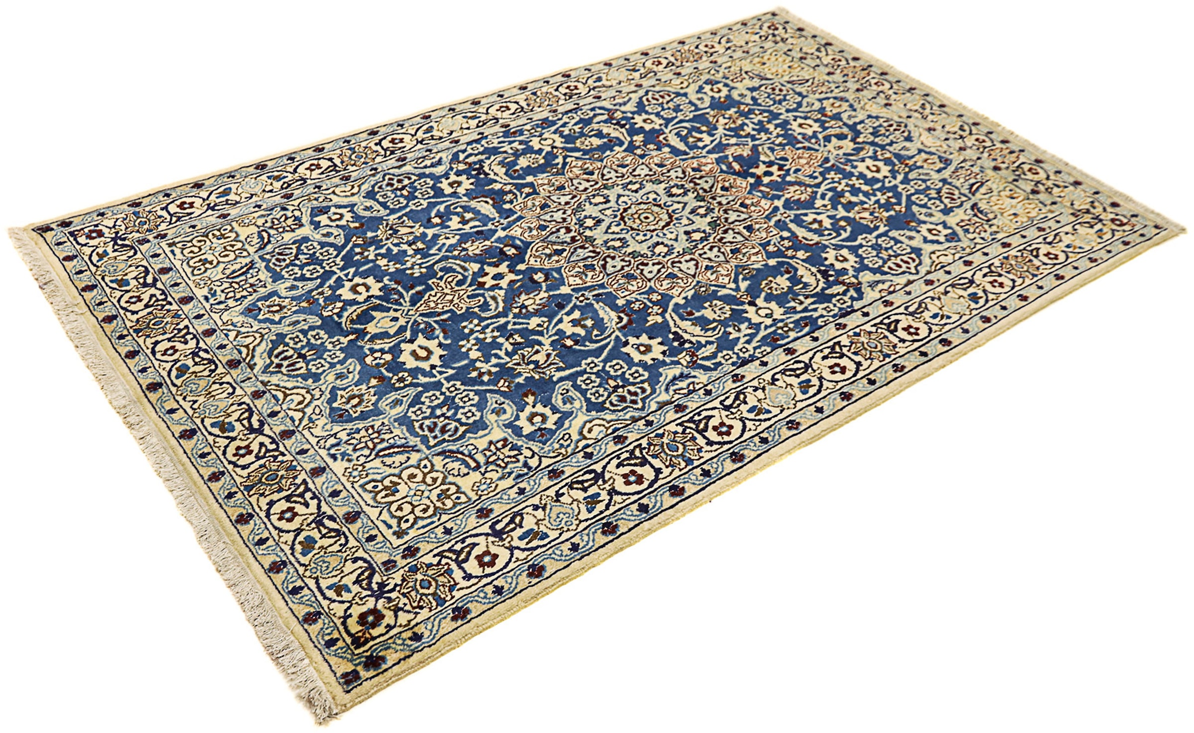 morgenland Orientteppich "Perser - Nain - Royal - 202 x 125 cm - dunkelblau", rechteckig, 10 mm Höhe, Wohnzimmer, Handge