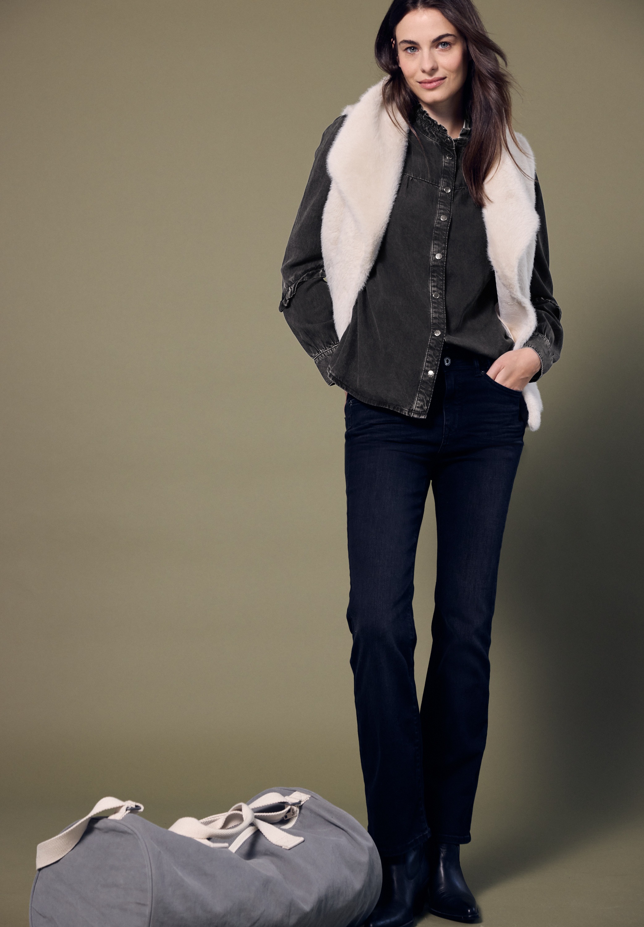 STREET ONE STUDIO Langarmbluse mit Stehkragen