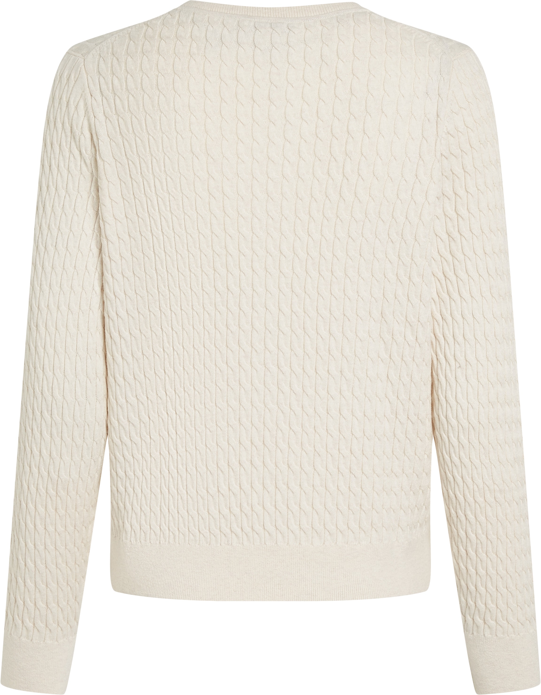 Tommy Hilfiger V-Ausschnitt-Pullover »CO CABLE V-NK LS SWT«, mit Zopfmuster, Logostickerei