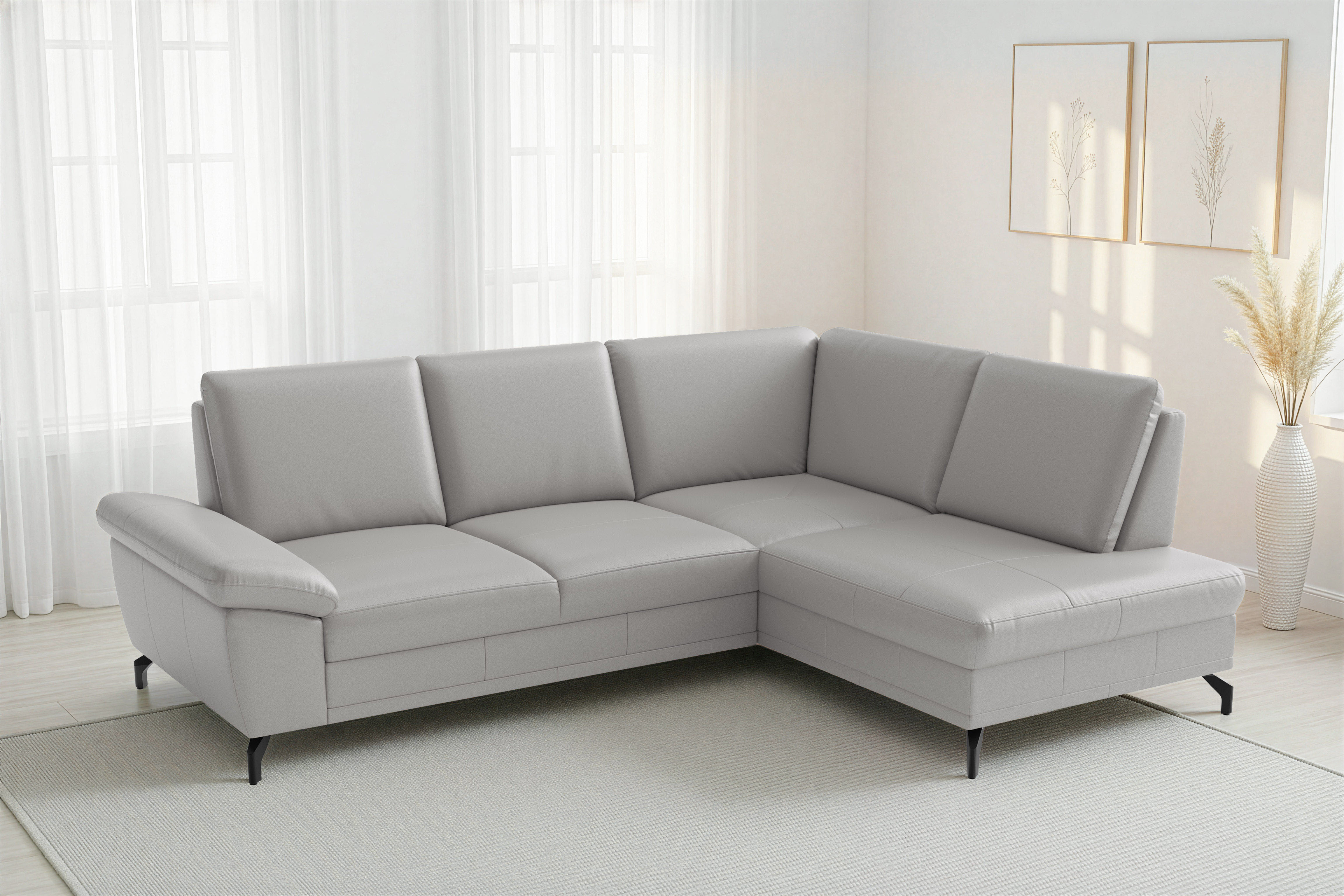 sit&more Ecksofa "Chelsea L-Form, B: 249 cm, Armteil- & Sitztiefenverstellung, Leder" optional mit Schlaffunktion und Bettkasten