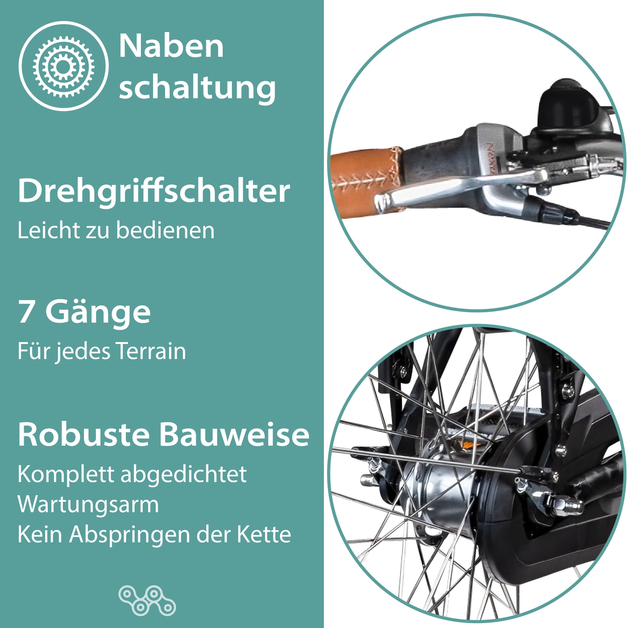 Tretwerk E-Bike »Aurora«, 7 Gang, Frontmotor 250 W