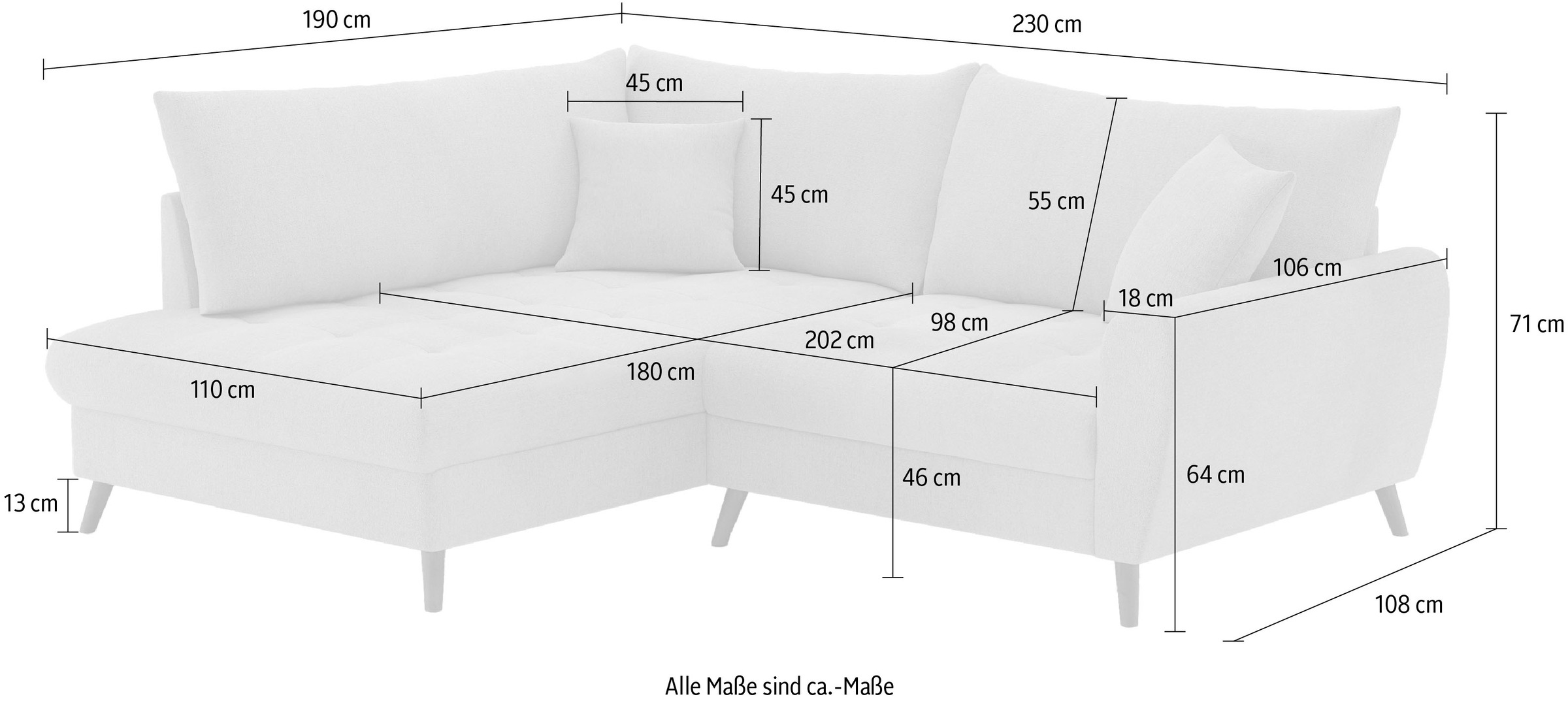 Mr. Couch Ecksofa »Blackburn II, L-Form«, Mit Kaltschaumpolsterung bis 140 kg belastbar